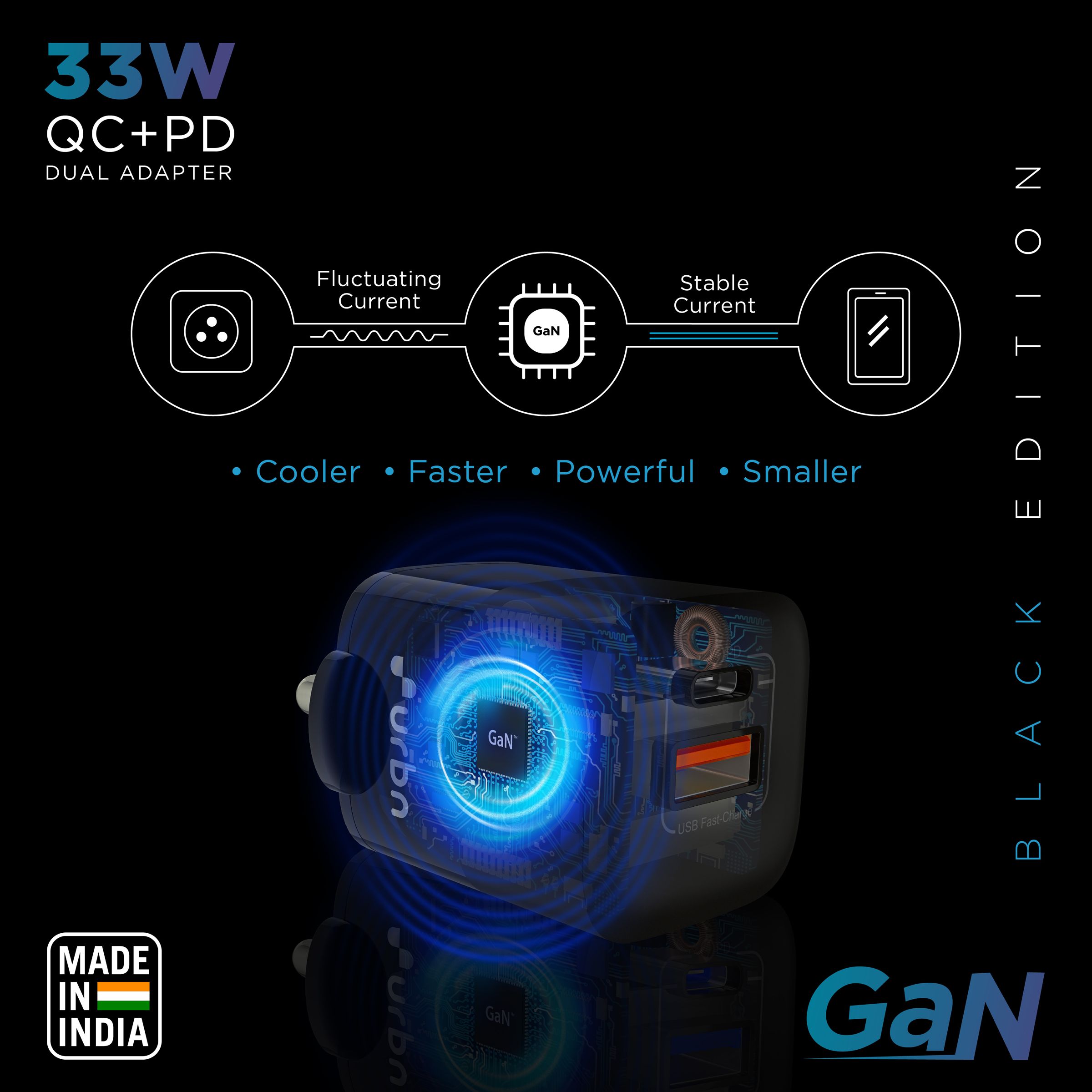 urbn 33W Type A & Type C 2-Port Fast Charger (Adapter Only, Short Circuit Control, Black)_10