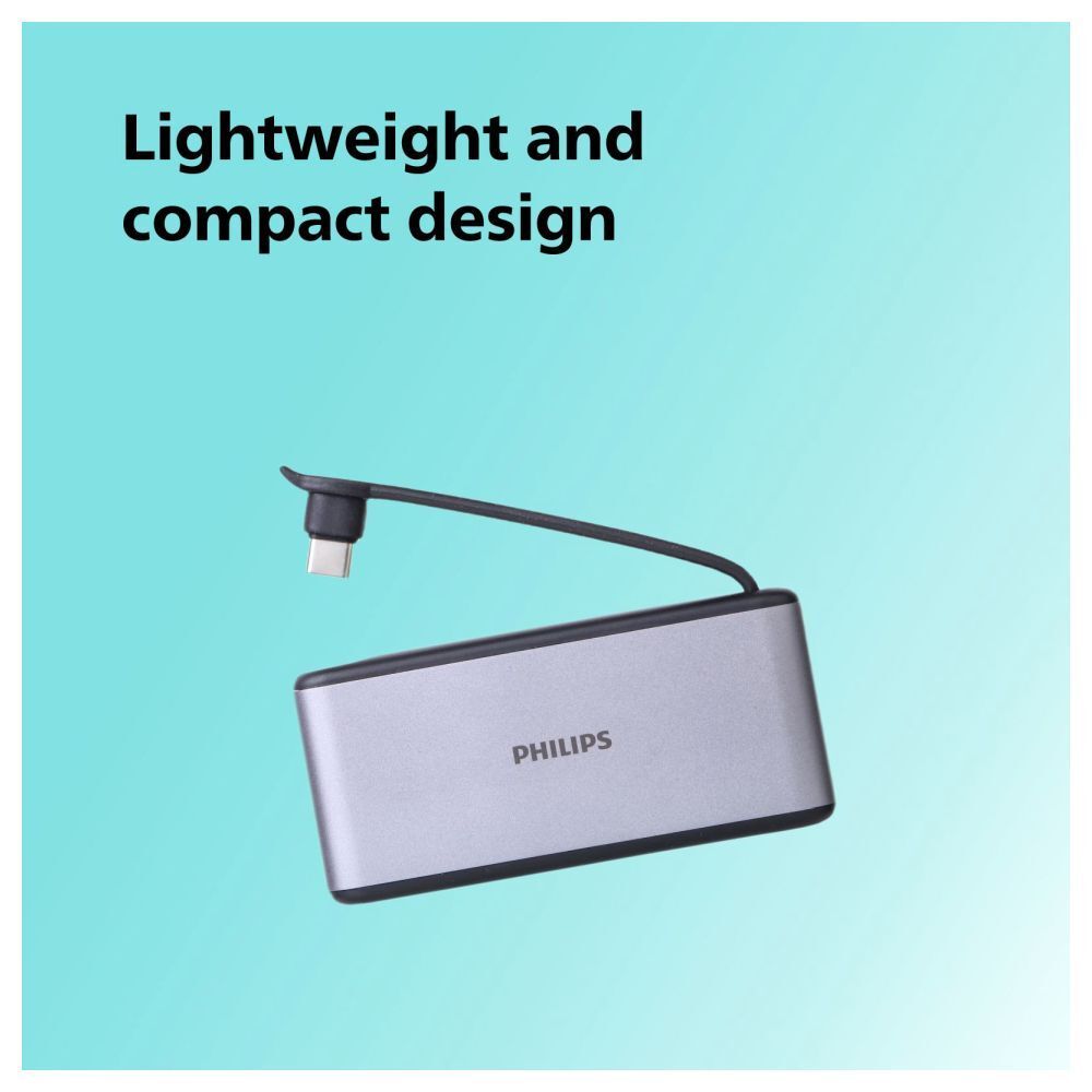 Philips 4-in-1 USB 3.1 Type C to USB 3.0 Type A USB Hub (5 Gbps Data Transfer Rate, Grey)_9