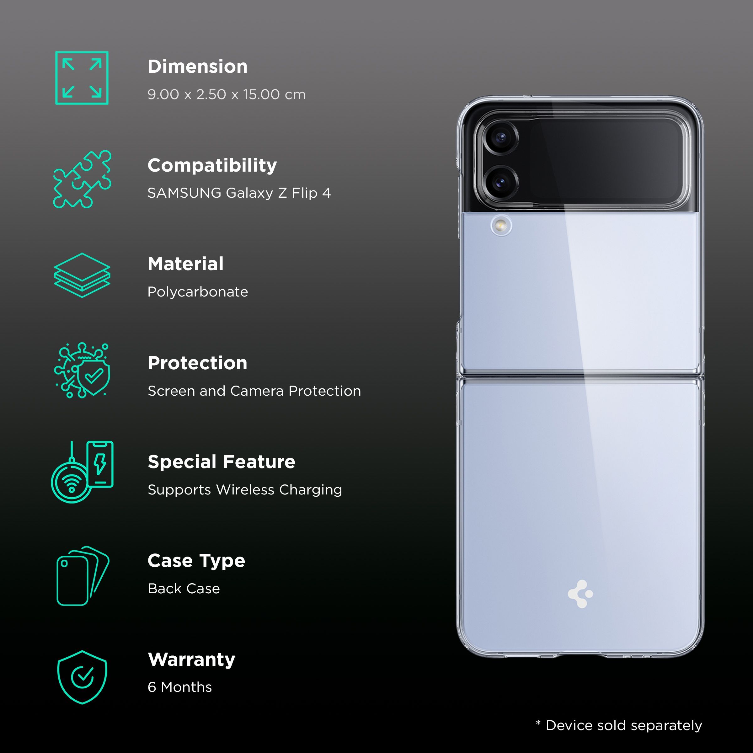 spigen AIRSKIN Polycarbonate Back Case for SAMSUNG Galaxy Z Flip 4 (Wireless Charging Compatible, Crystal Clear) spigen AIRSKIN Polycarbonate Back Case for SAMSUNG Galaxy Z Flip 4 (Wireless Charging Compatible, Crystal Clear)_2