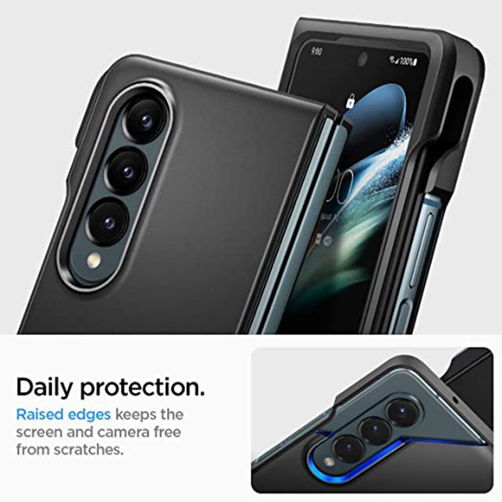 spigen Thin Fit Pro TPU & Polycarbonate Back Case for SAMSUNG Galaxy Z Fold 4 (Wireless Charging Compatible, Black)_8