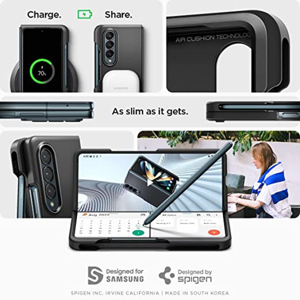 spigen Thin Fit Pro TPU & Polycarbonate Back Case for SAMSUNG Galaxy Z Fold 4 (Wireless Charging Compatible, Black)_9
