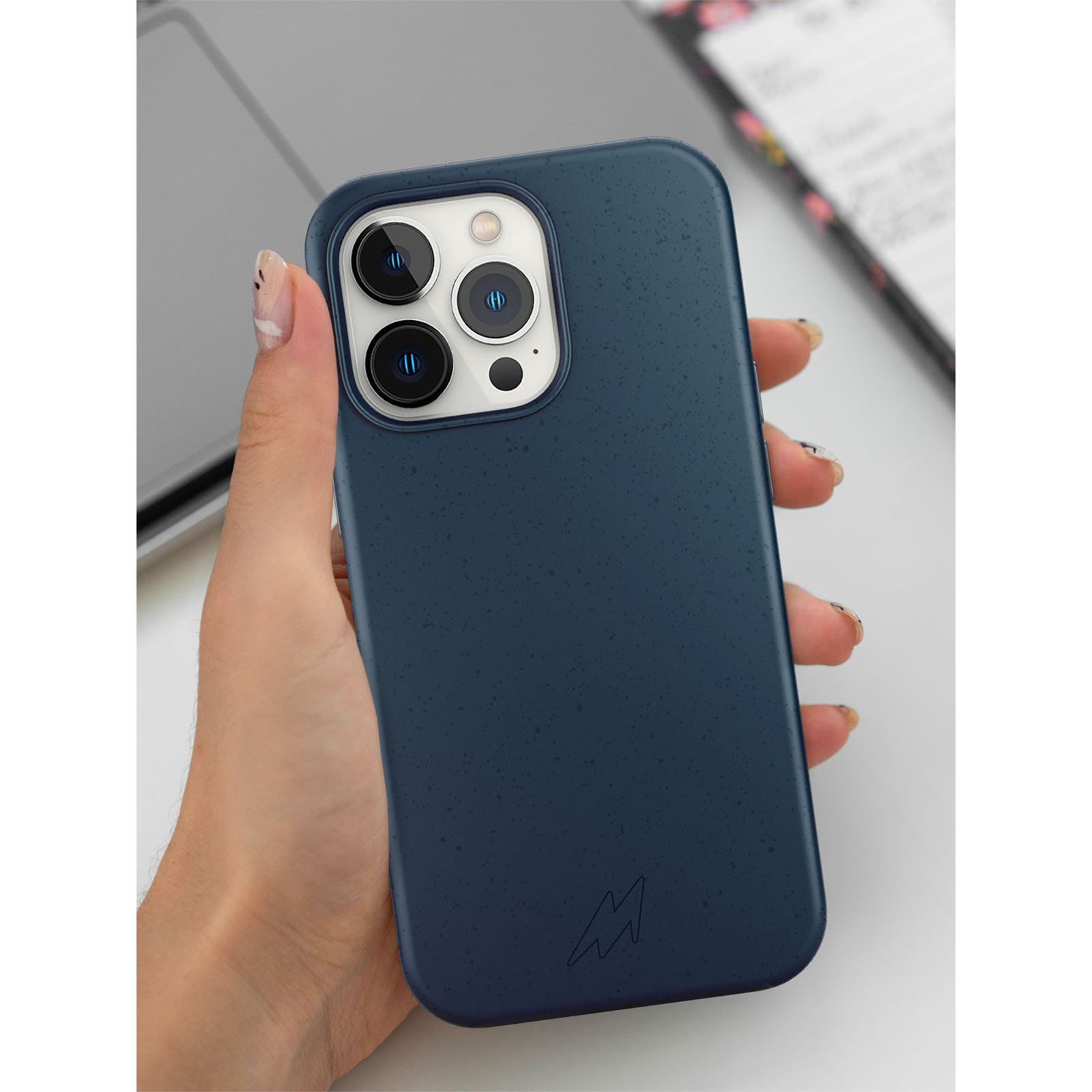 macmerise Eco-ver Bamboo Starch Back Cover for Apple iPhone 14 Plus (Wireless Charging Compatible, Aegean Blue)_5