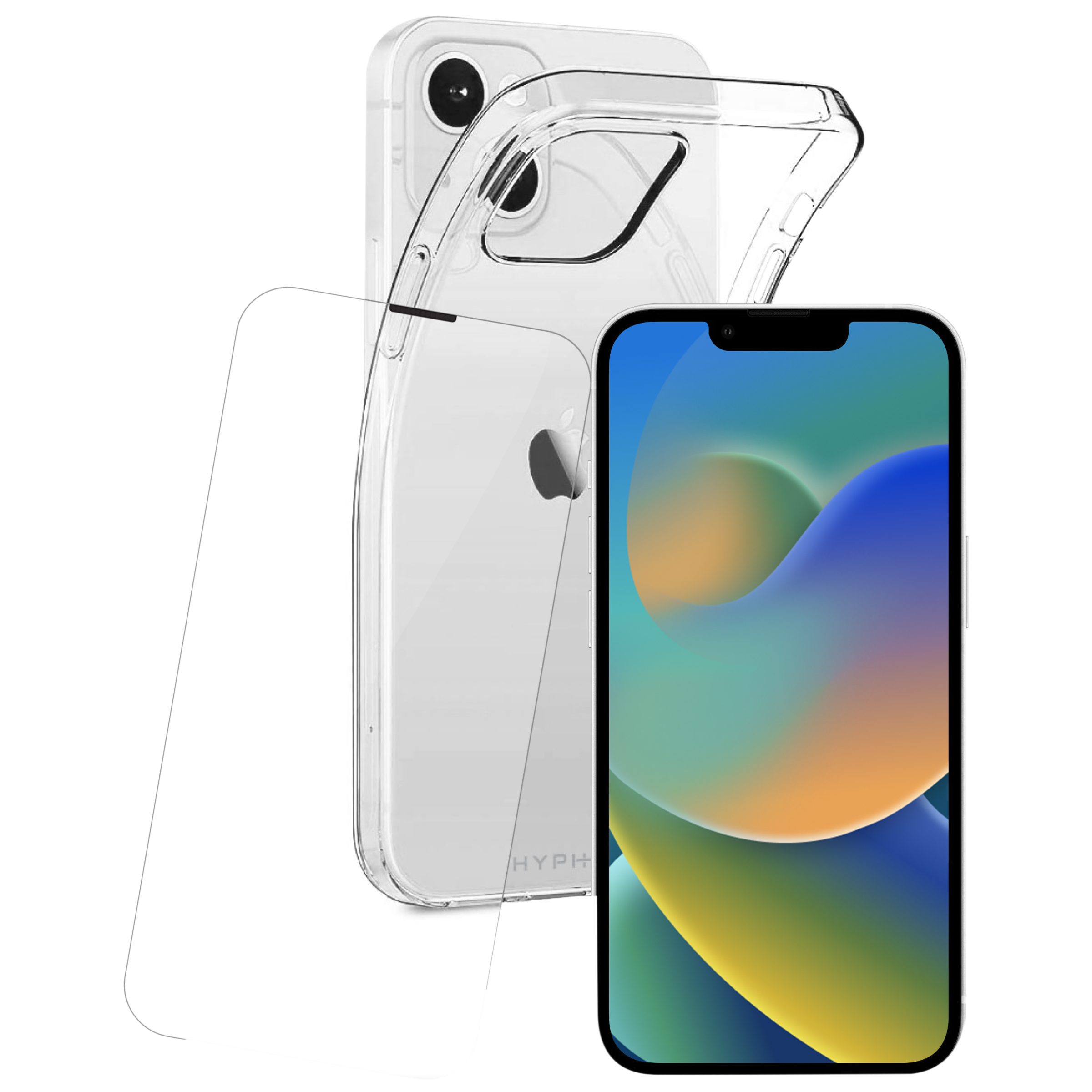 HYPHEN Aire Tempered Glass & TPU, Polycarbonate Back Cover Combo for Apple iPhone 14 (Wireless Charging Compatible, Clear)_1