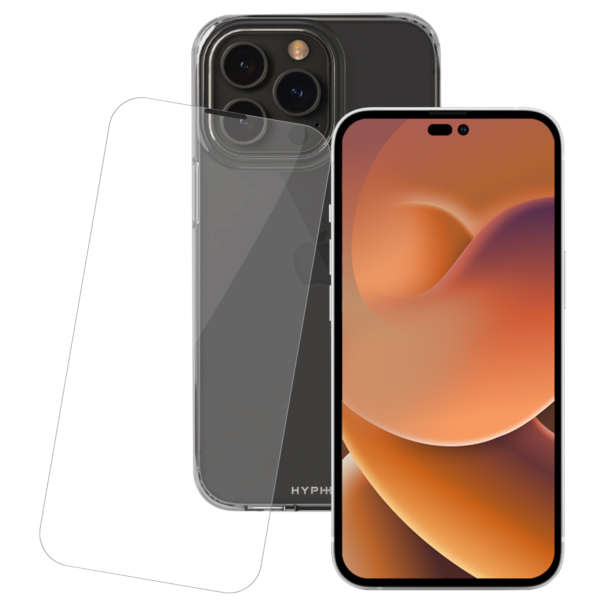 HYPHEN Aire Tempered Glass & TPU, Polycarbonate Back Cover Combo for Apple iPhone 14 Pro (Wireless Charging Compatible, Clear)_3