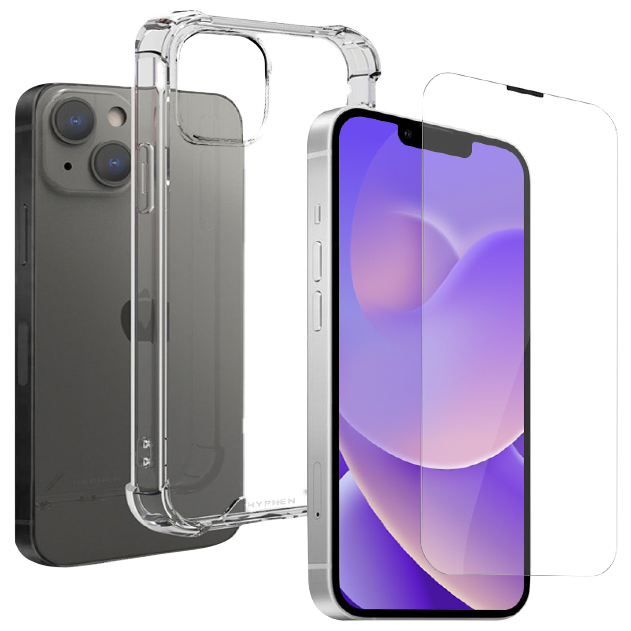 HYPHEN Duro Tempered Glass & TPU, Polycarbonate Back Cover Combo for Apple iPhone 14 Plus (Wireless Charging Compatible, Clear)_1