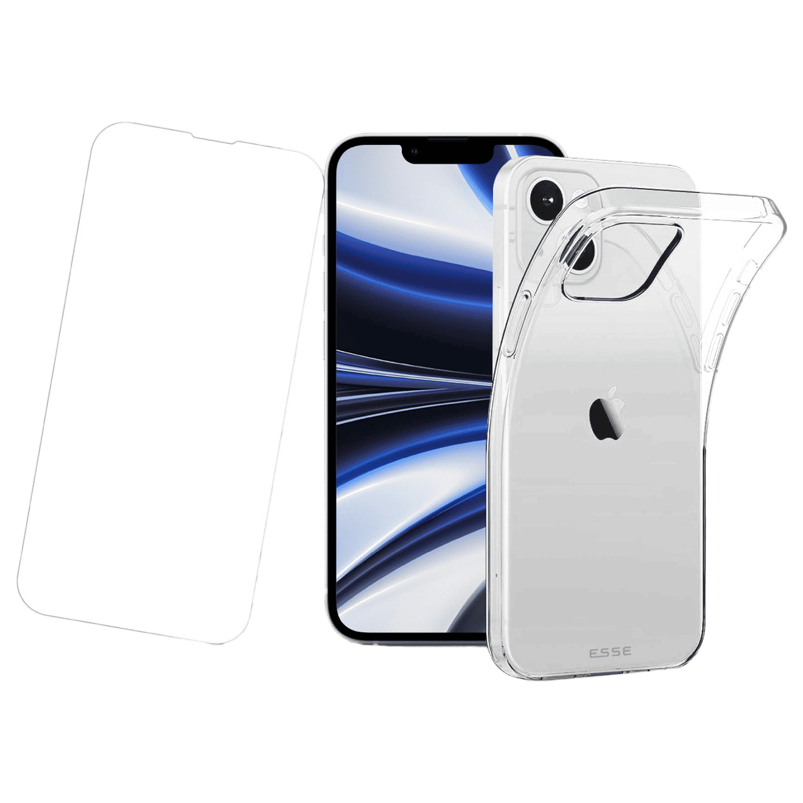 ESSE AIRSKIN Tempered Glass & Soft TPU Back Cover Combo for Apple iPhone 14 (Wireless Charging Compatible, Clear)_1