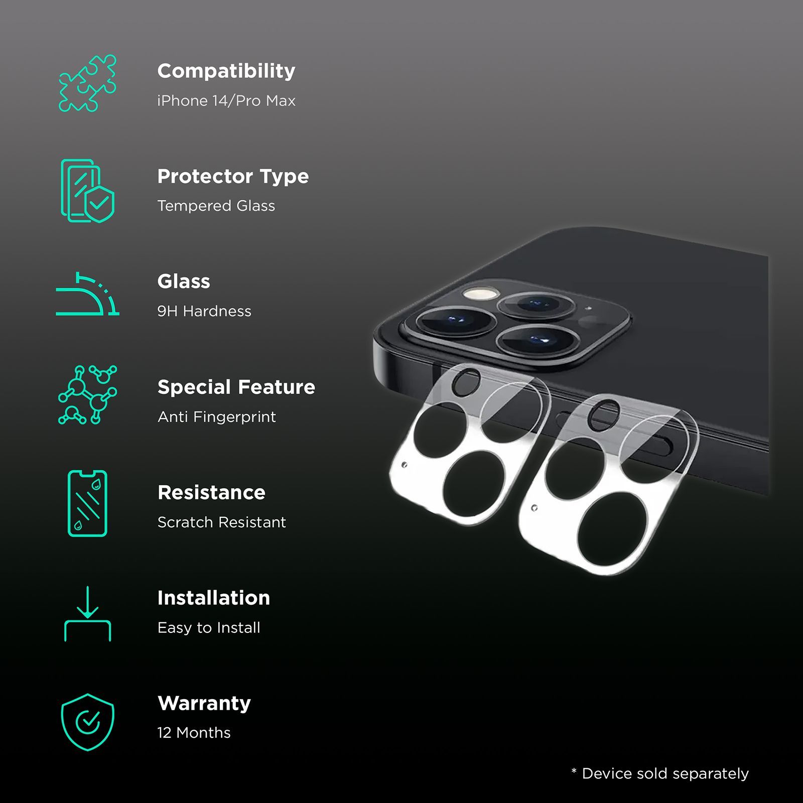 Quix Camera Lens Protector For Apple iPhone 14 and 14 Pro Max (Anti-Scratch, QLPAS0011SR, Clear)_3