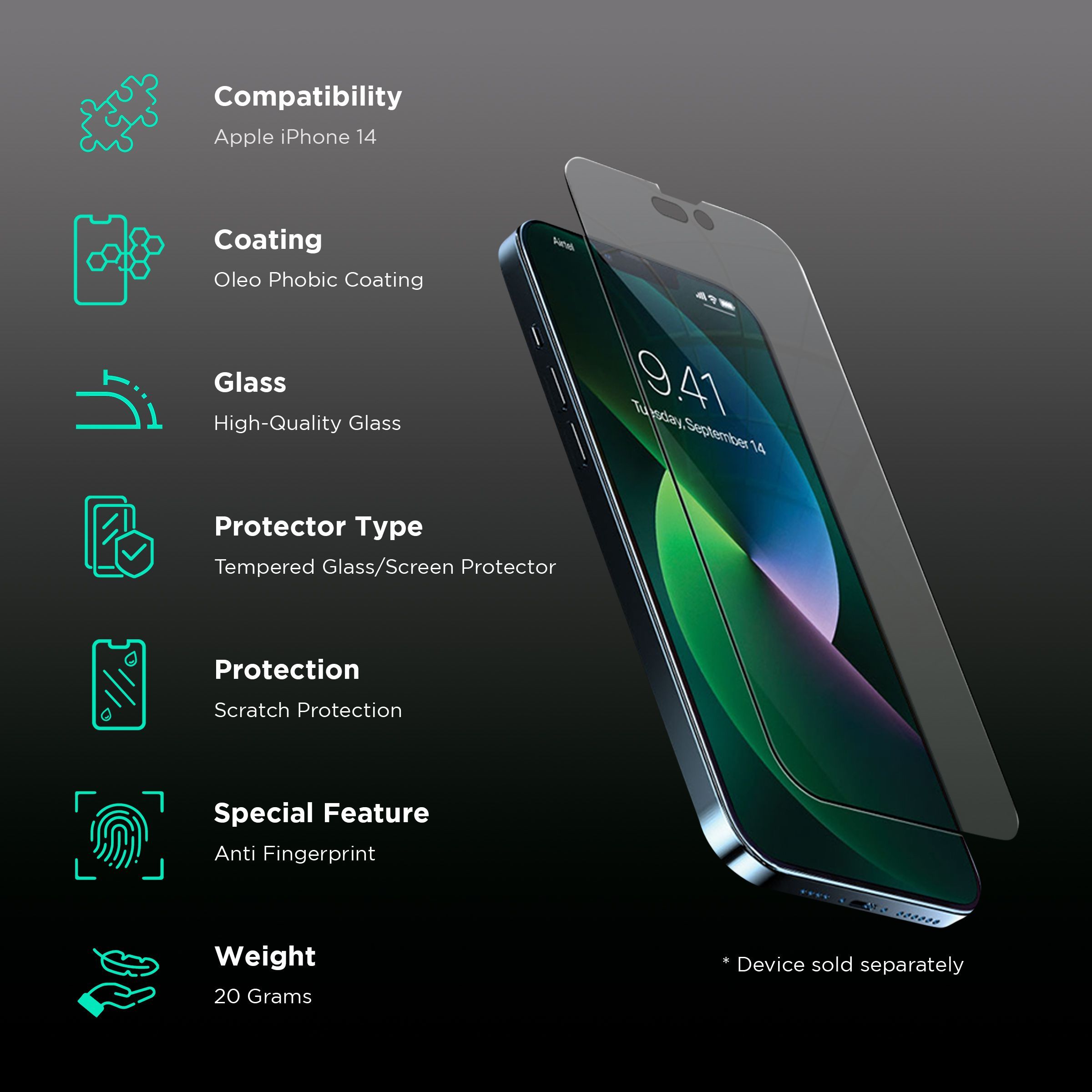 Vaku Tempered Glass for Apple iPhone 14 (Scratch Protection)_3