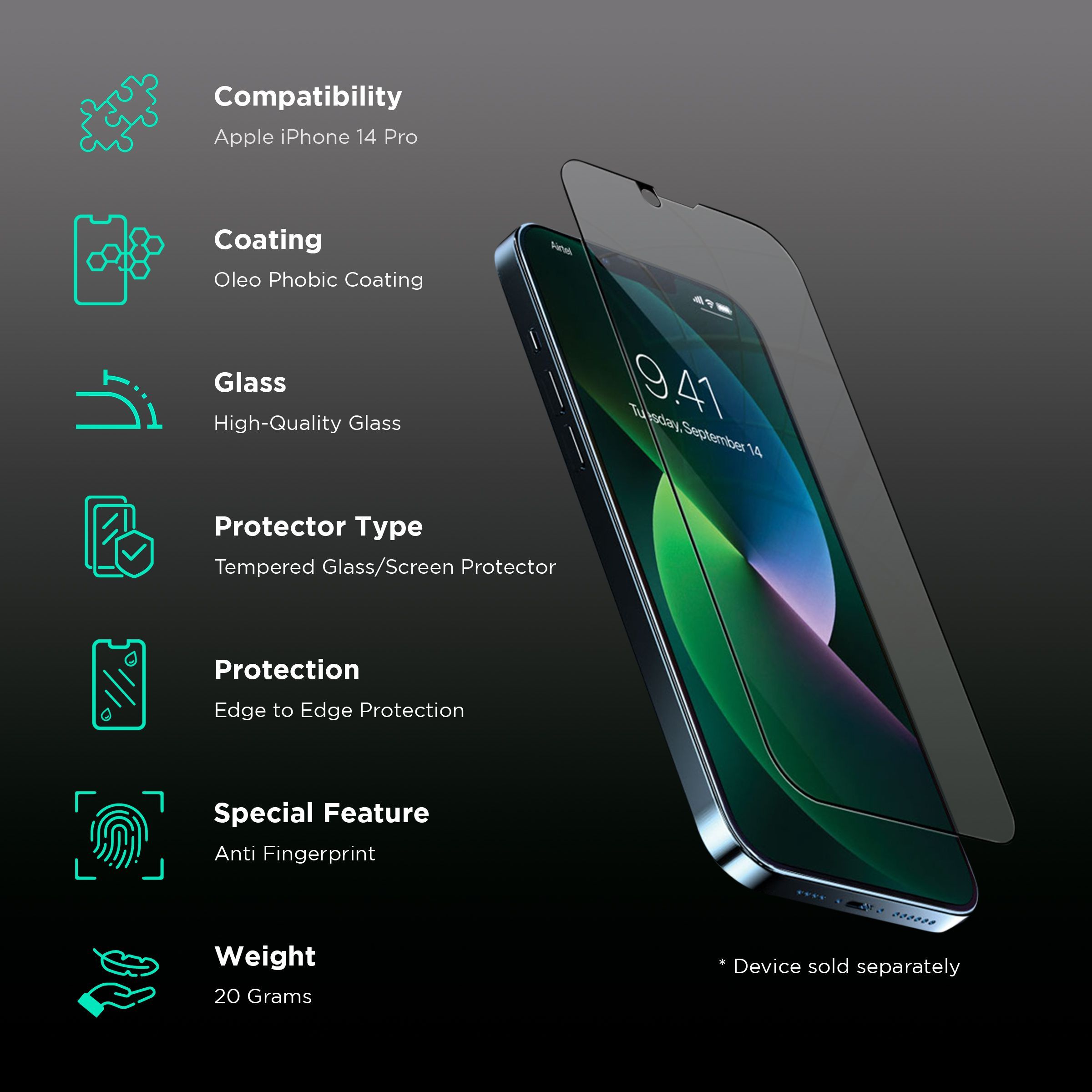 VAKU LUXOS Tempered Glass for Apple iPhone 14 Pro (Scratch Protection)_3