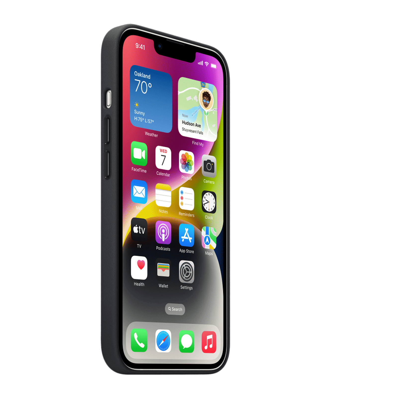 Apple Soft Leather Back Cover for Apple iPhone 14 Plus (MagSafe Charging Support, Midnight)_3