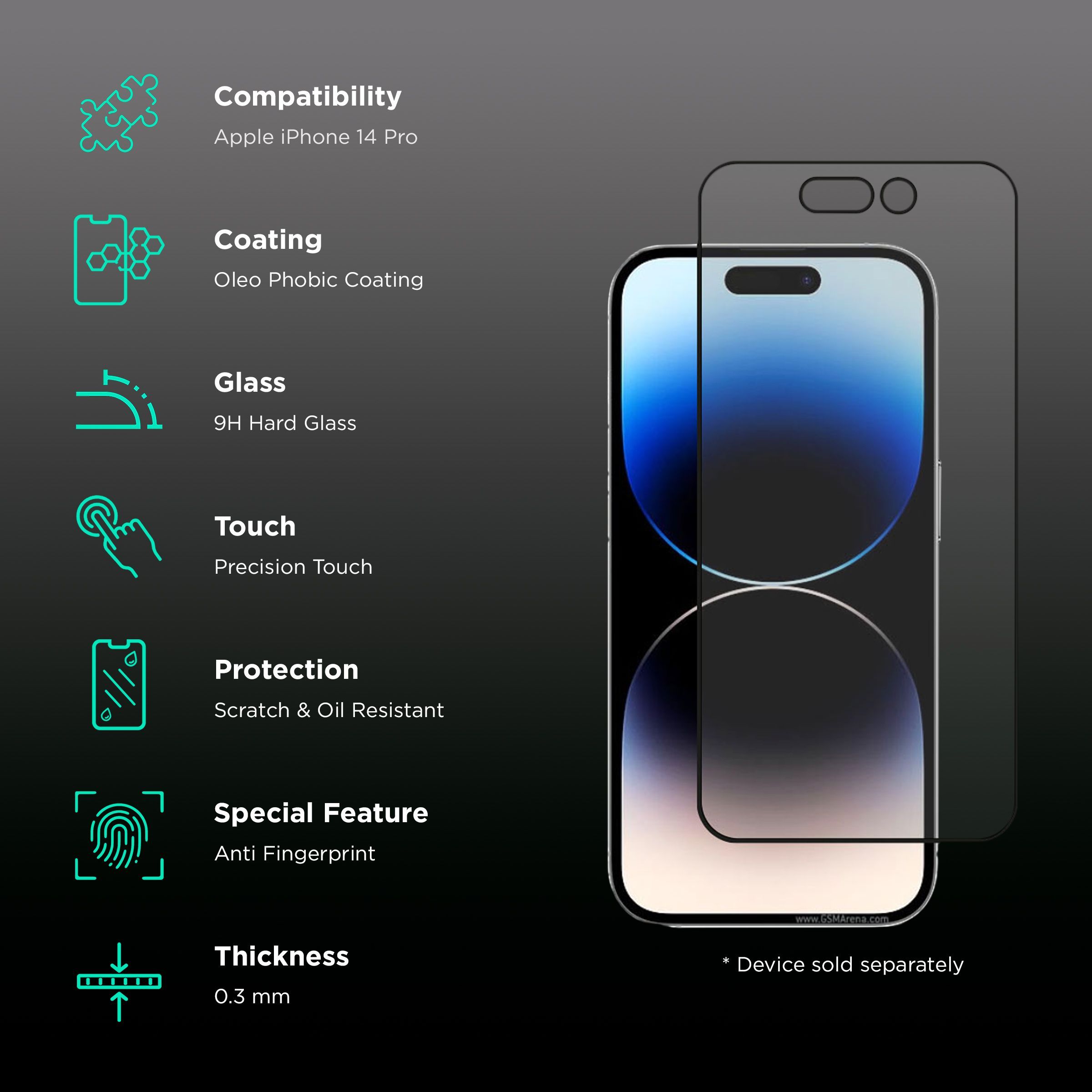 scratchgard Tempered Glass for Apple iPhone 14 Pro (Bubble Proof)_3