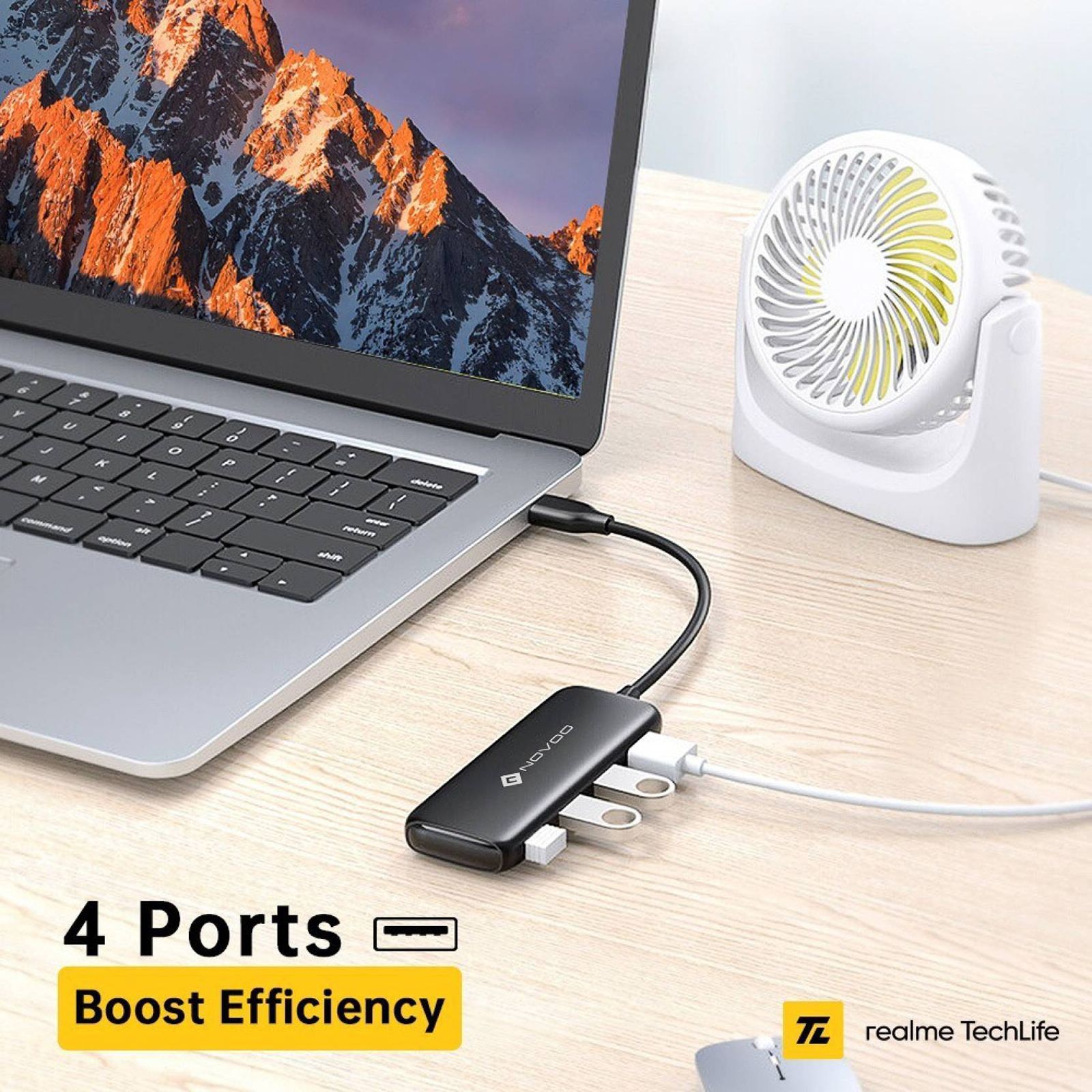 NOVOO 4-in-1 USB 3.0 Type A to USB 2.0 Type A, USB 3.0 Type A USB Hub (5 GbpsData Transfer Rate, Black)_3