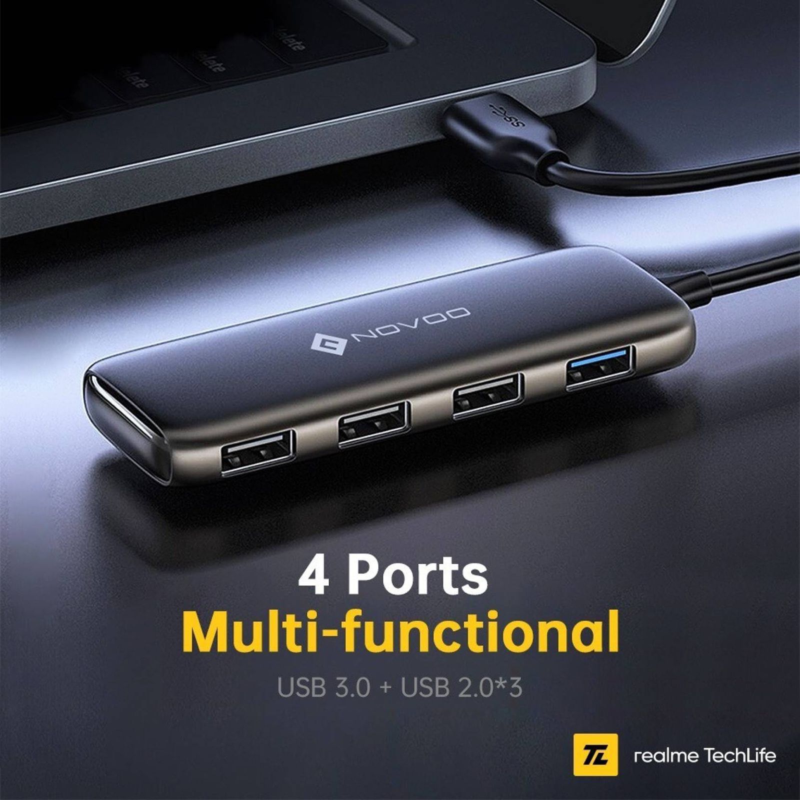 NOVOO 4-in-1 USB 3.0 Type A to USB 2.0 Type A, USB 3.0 Type A USB Hub (5 GbpsData Transfer Rate, Black)_4