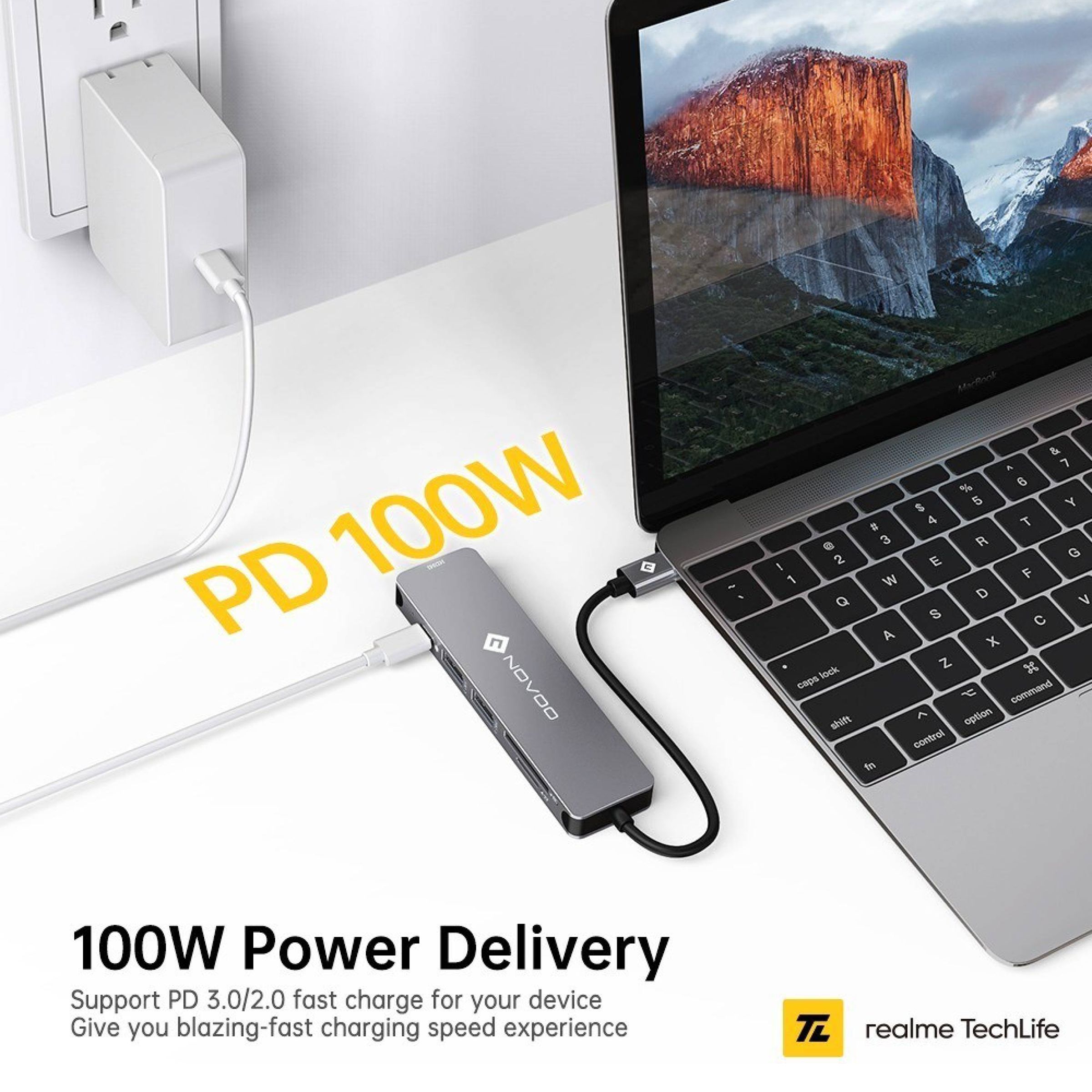 Novoo 6-in-1 USB 3.0 Type C to USB Type C, USB 3.0 Type A, SD Card Slot, TF Card Reader, HDMI Type A USB Hub (5 Gbps Data Transfer Rate, Grey)_8