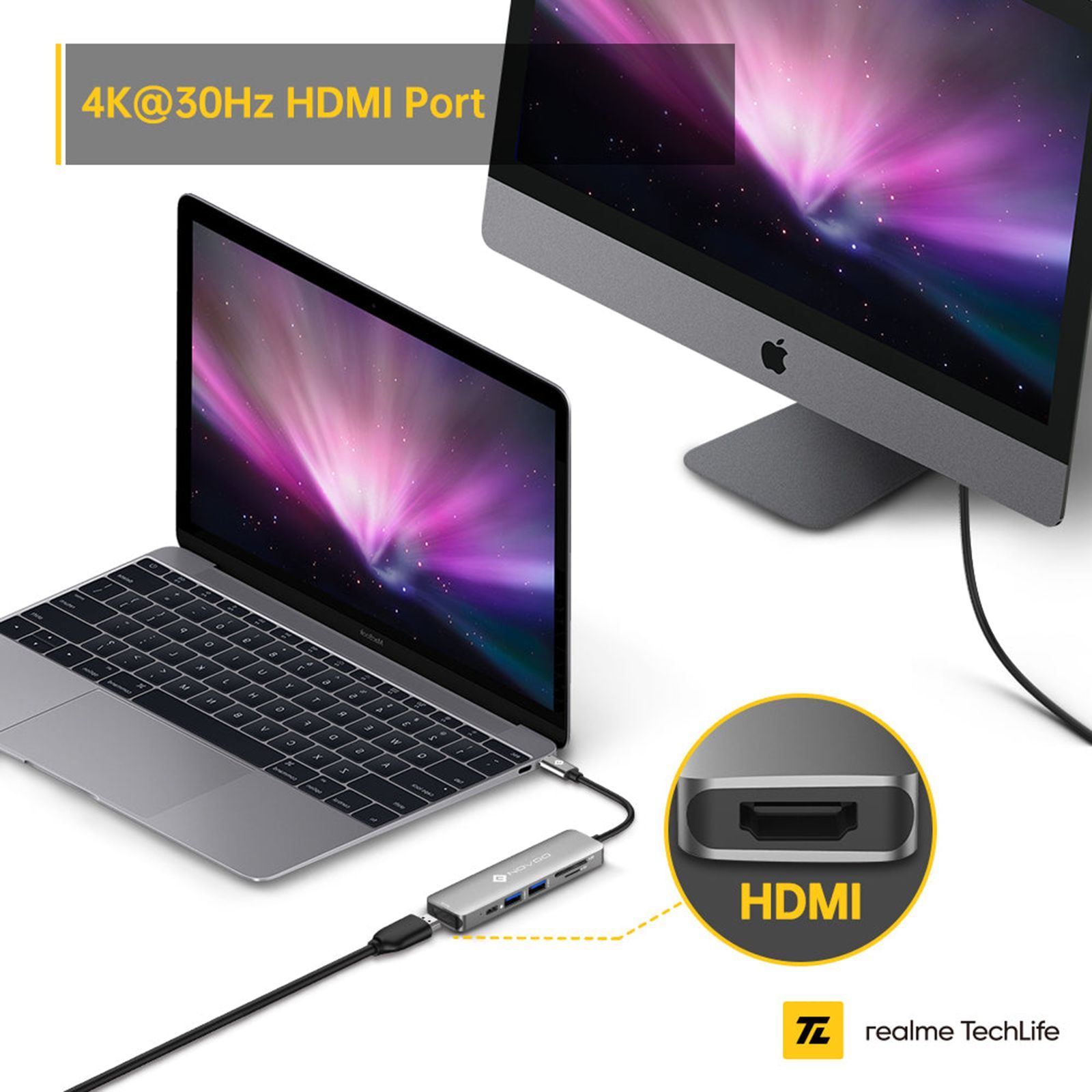 Novoo 6-in-1 USB 3.0 Type C to USB Type C, USB 3.0 Type A, SD Card Slot, TF Card Reader, HDMI Type A USB Hub (5 Gbps Data Transfer Rate, Grey)_11