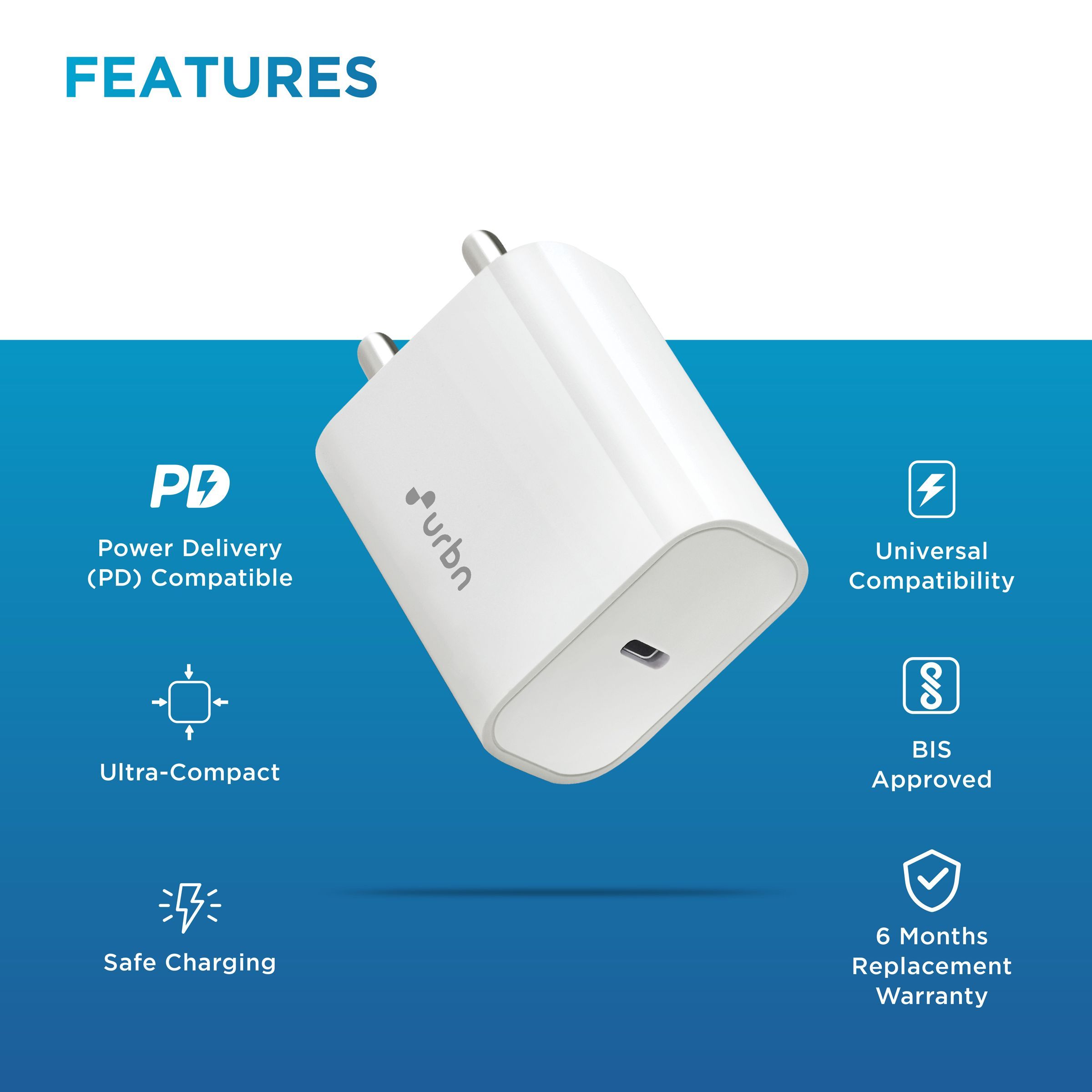 urbn 25W Type C Fast Charger (Adapter Only, Short Circuit Control, White)_8