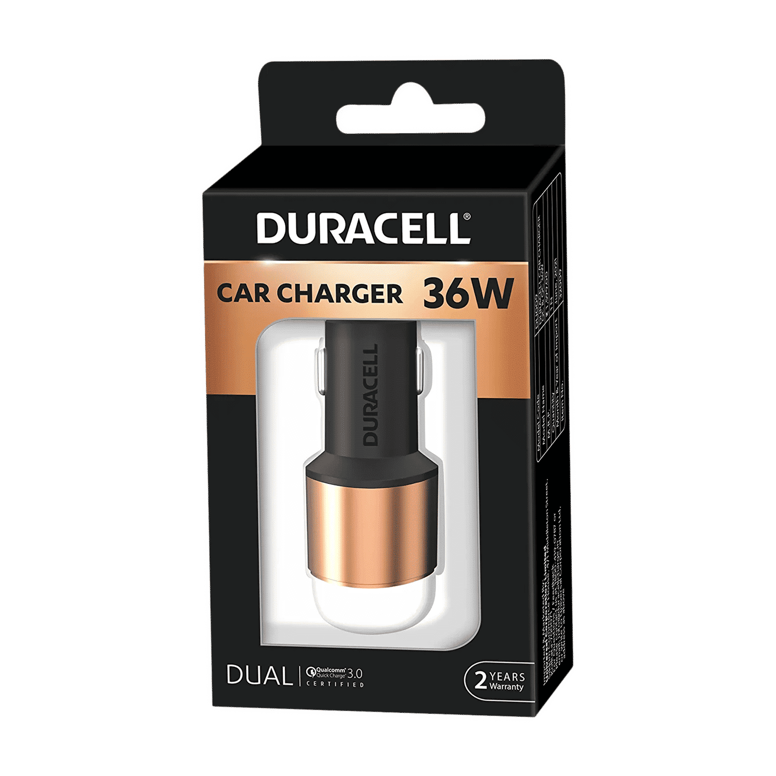 DURACELL 36W Type A 2-Port Car Charger (Adapter Only, Qualcomm Quick Charge 3.0, Copper & Black)_7