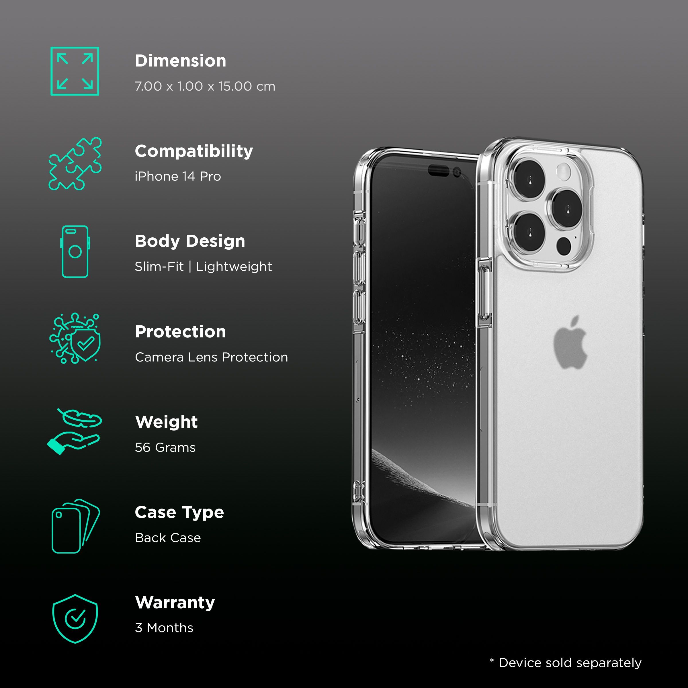 in base Cosmos Frost Back Cover for Apple iPhone 14 Pro (Anti-Microbial Body, Clear)_2