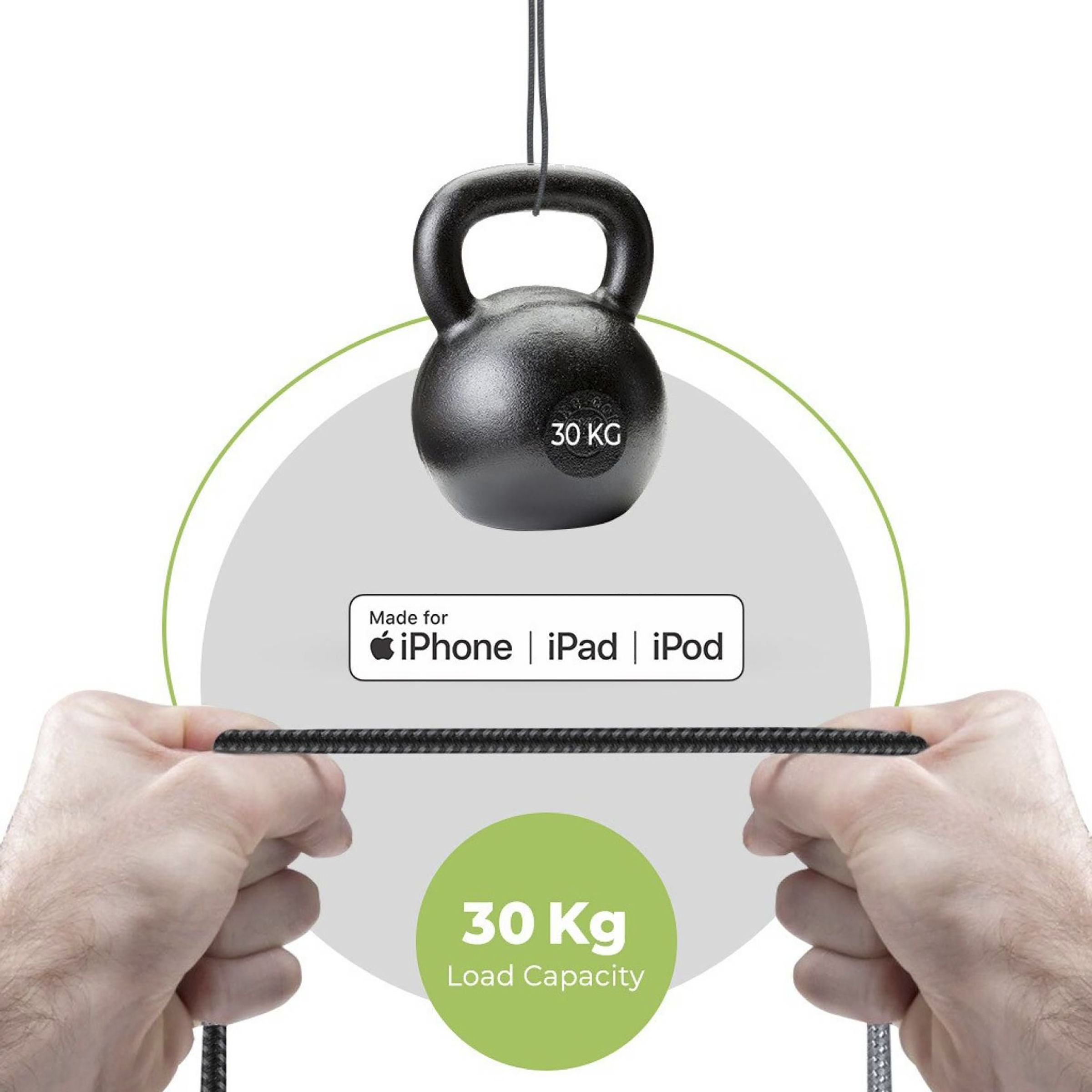 ultraprolink NyloKev+ Type A to Lightning Connector 6.6 Feet (2 M) Cable (Tangle-free Design, Grey)_6