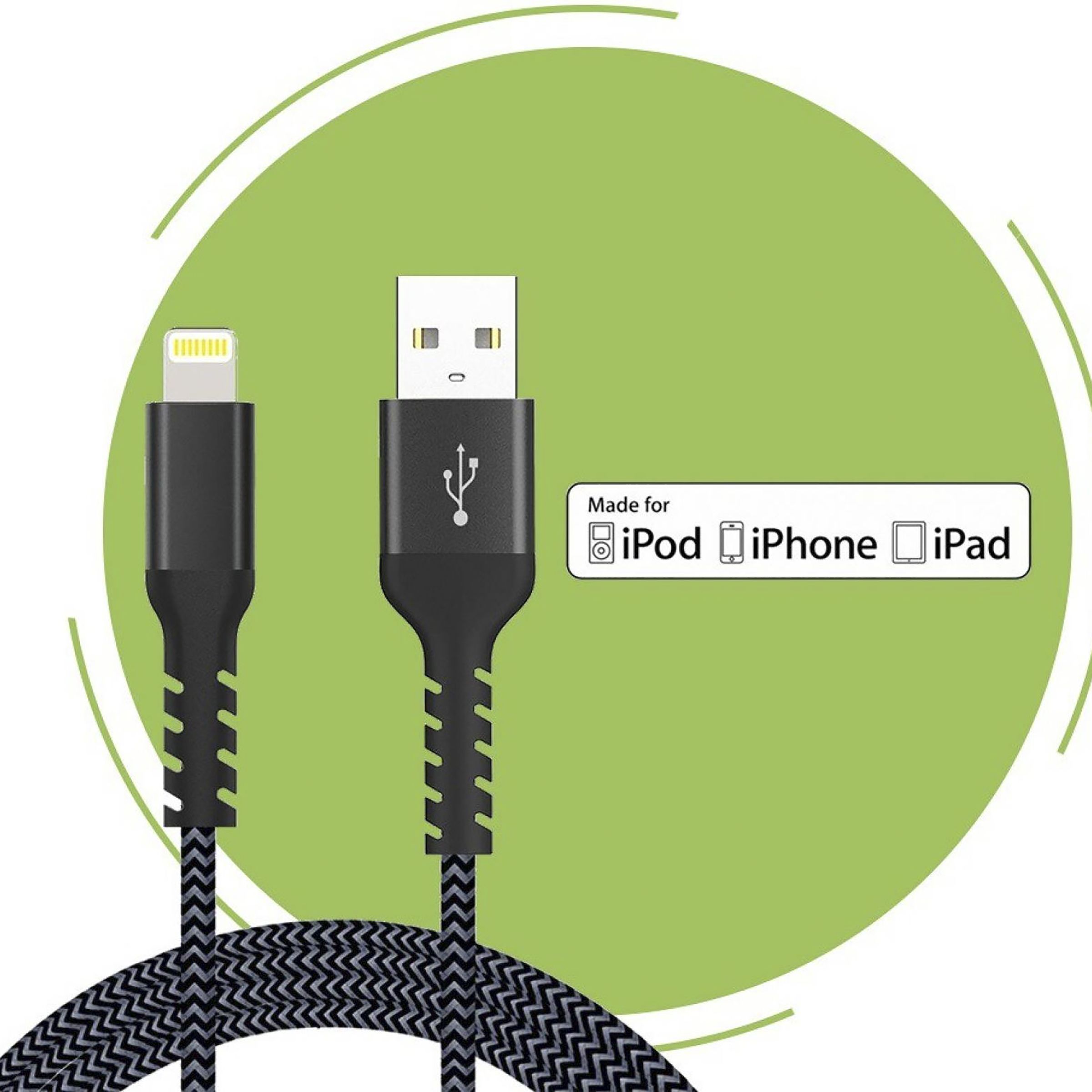 ultraprolink NyloKev+ Type A to Lightning Connector 6.6 Feet (2 M) Cable (Tangle-free Design, Grey)_3