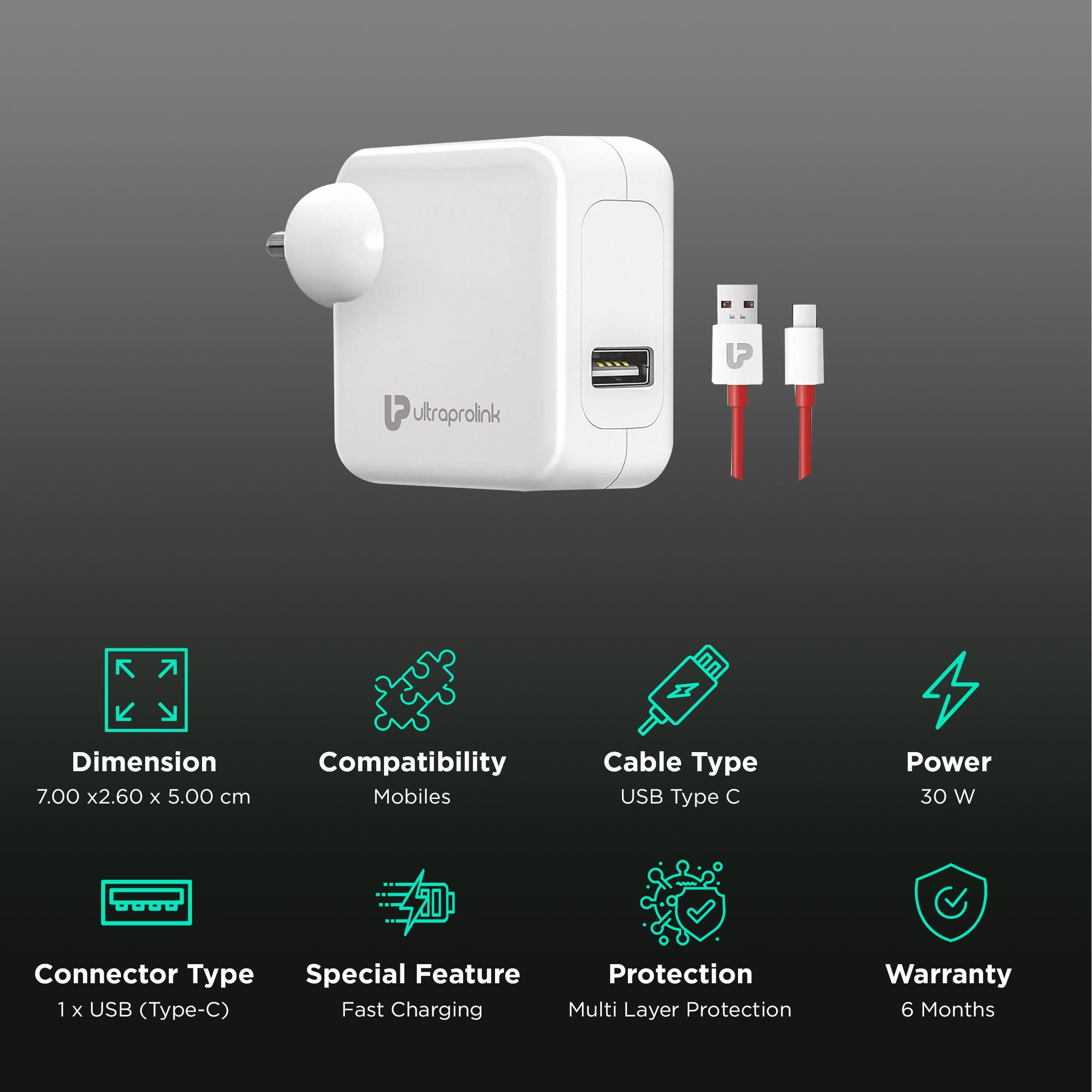 ultraprolink Boost 3W Type A Fast Charger (Type A to Type C, Multi-Layer Protection, White) ultraprolink Boost 3W Type A Fast Charger (Type A to Type C, Multi-Layer Protection, White)_2