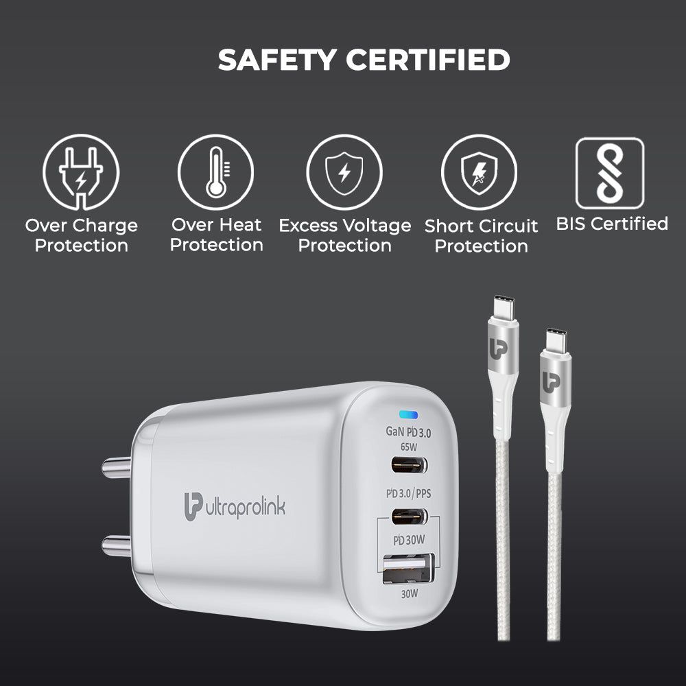 ultraprolink Boost 95W Type A & Type C 3-Port Fast Charger (Type C to Type C, Multi-Layer Protection, White) ultraprolink Boost 95W Type A & Type C 3-Port Fast Charger (Type C to Type C, Multi-Layer Protection, White)_10