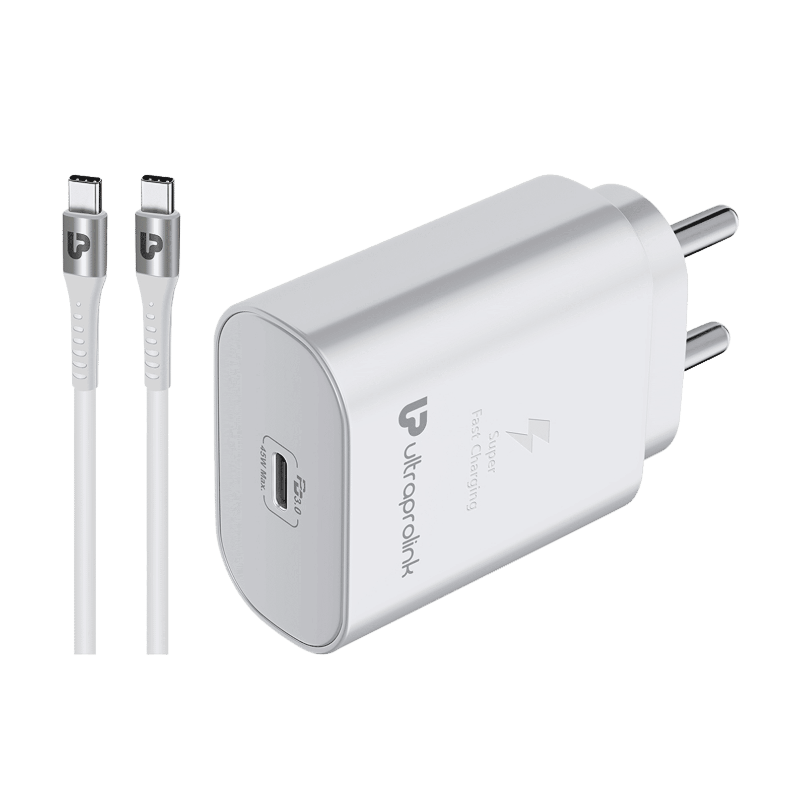 ultraprolink Boost 45W Type C Fast Charger (Type C to Type C, Multi-Layer Protection, White)_1