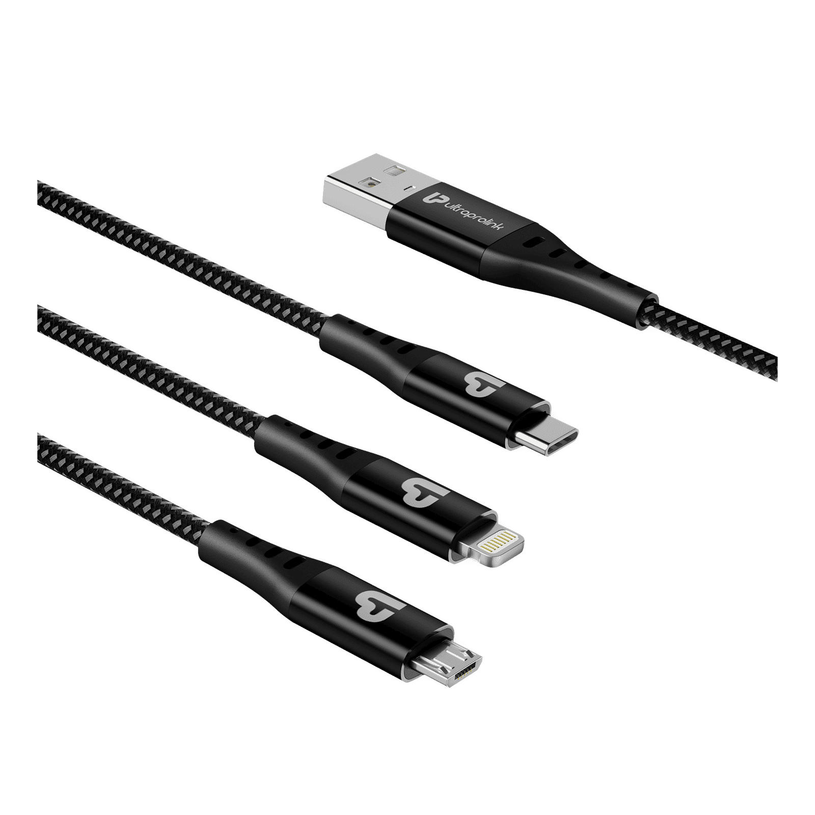 ultraprolink TrioLink Type A to Lightning Connector, Type B, Type C 4.95 Feet (1.5 M) 3-in-1 Cable (Tangle-free Design, Black)_6