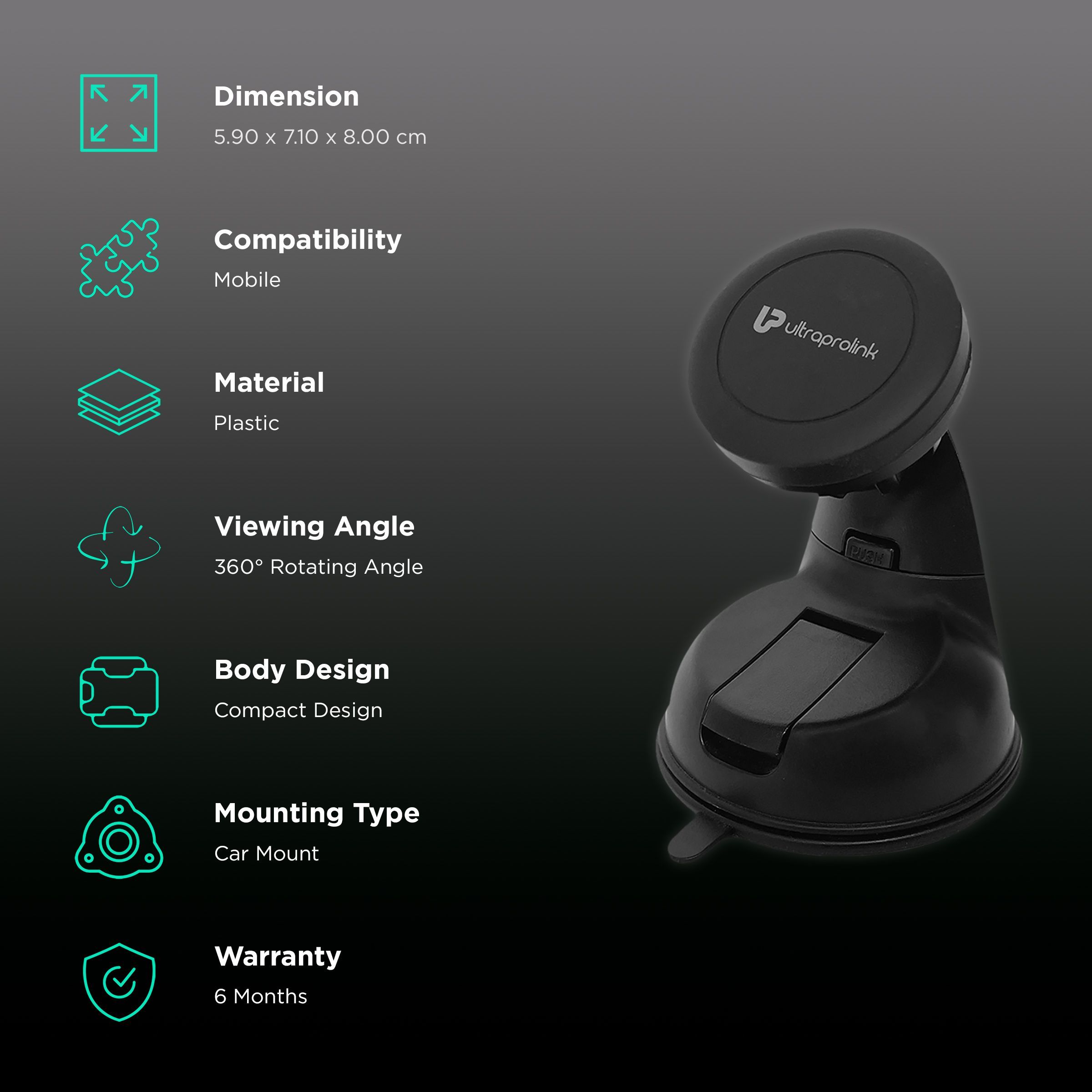 ultraprolink Magneto Mobile Holder (360-Degree Rotatable, UM1100, Black)_3
