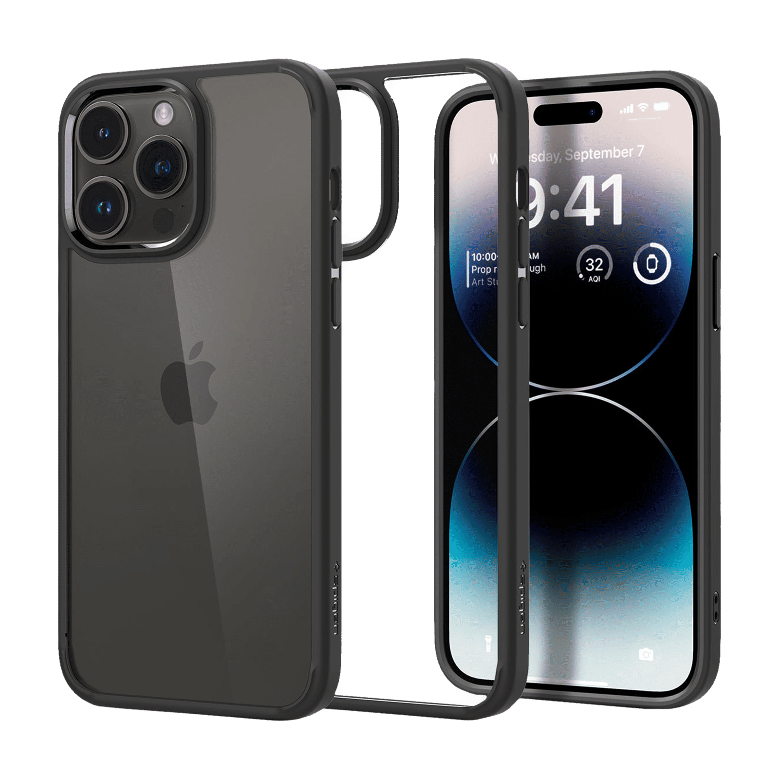 spigen Ultra Hybrid TPU & Polycarbonate Back Case for Apple iPhone 14 Pro Max (Wireless Charging Compatible, Matte Black)_1