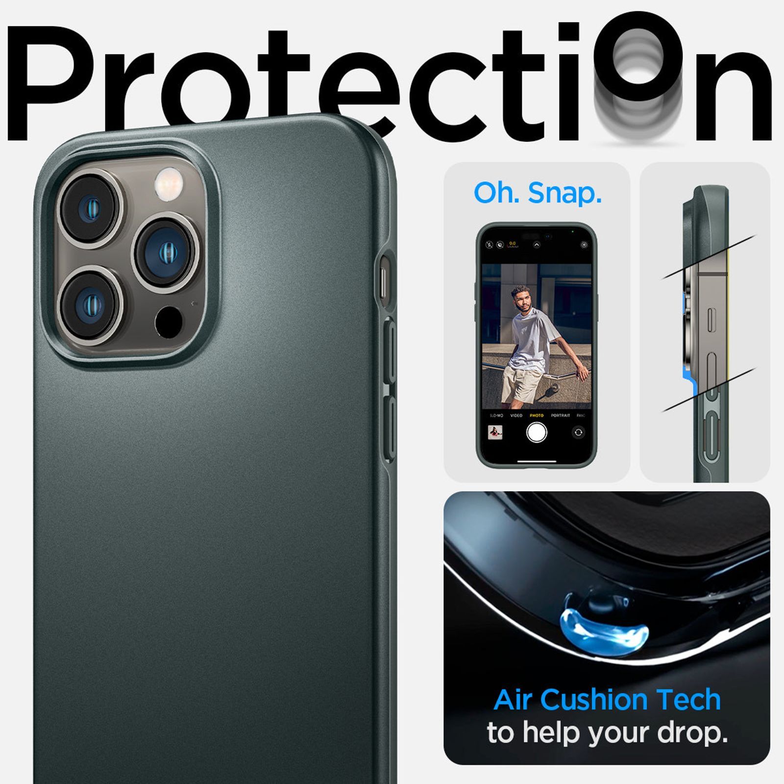 spigen Thin Fit TPU & Polycarbonate Back Case for Apple iPhone 14 Pro Max (Wireless Charging Compatible, Abyss Green)_14