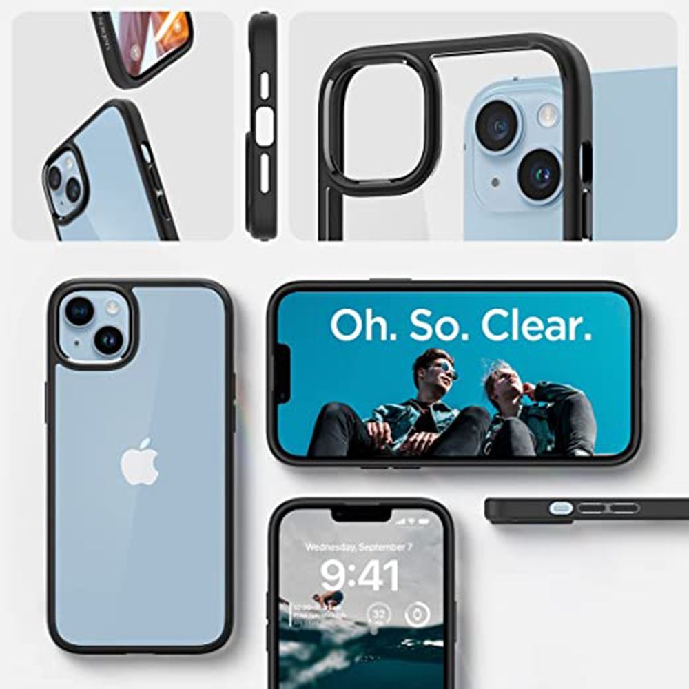 spigen Ultra Hybrid TPU & Polycarbonate Back Case for Apple iPhone 14 Plus (Wireless Charging Compatible, Matte Black)_7