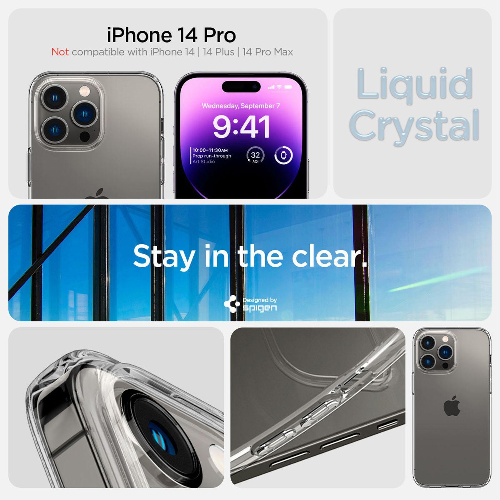 spigen Liquid Crystal TPU Back Case for Apple iPhone 14 Pro (Wireless Charging Compatible, Crystal Clear)_11