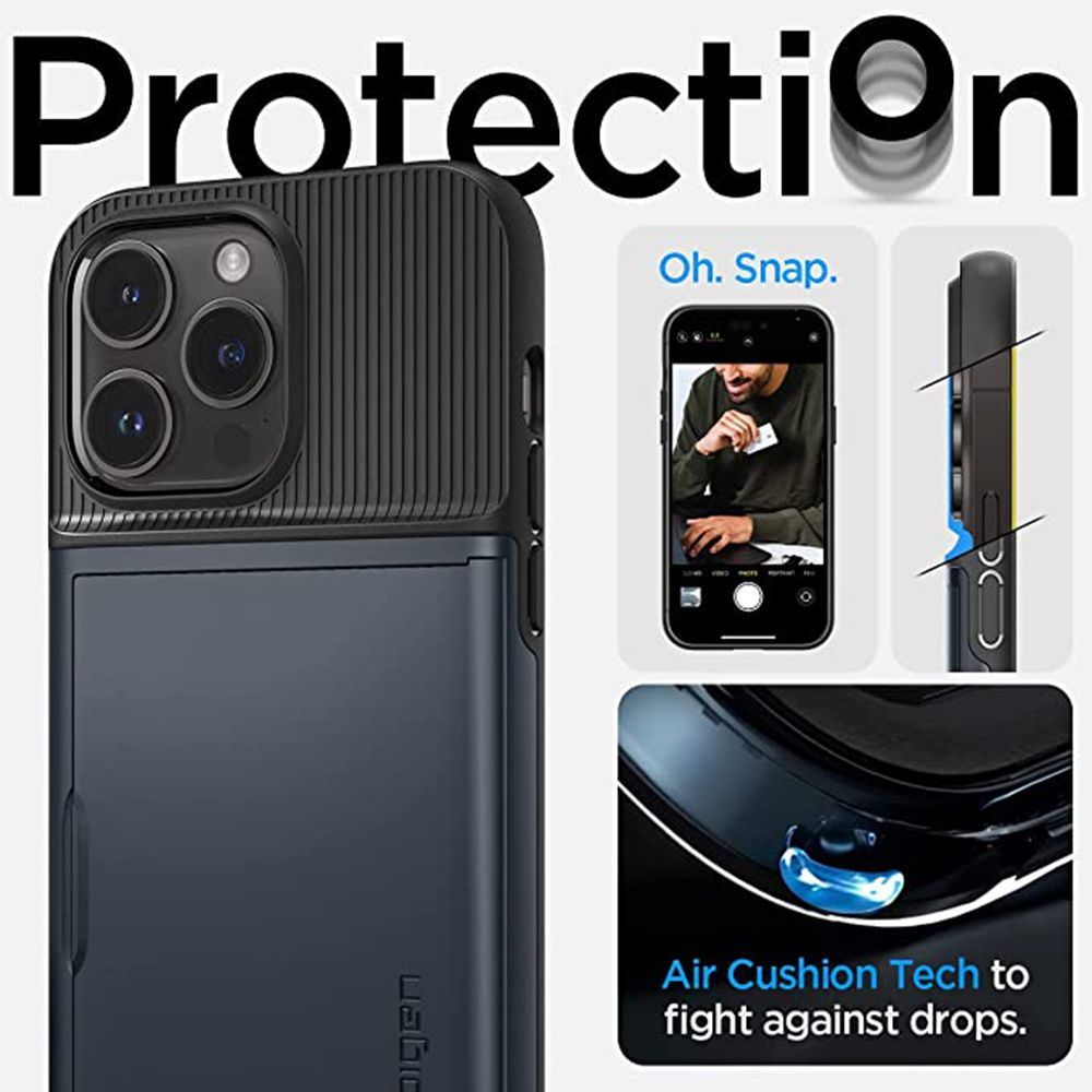 spigen Slim Armor CS TPU & Polycarbonate Back Case for Apple iPhone 14 Pro (Air Cushion Technology, Metal Slate) spigen Slim Armor CS TPU & Polycarbonate Back Case for Apple iPhone 14 Pro (Air Cushion Technology, Metal Slate)_8