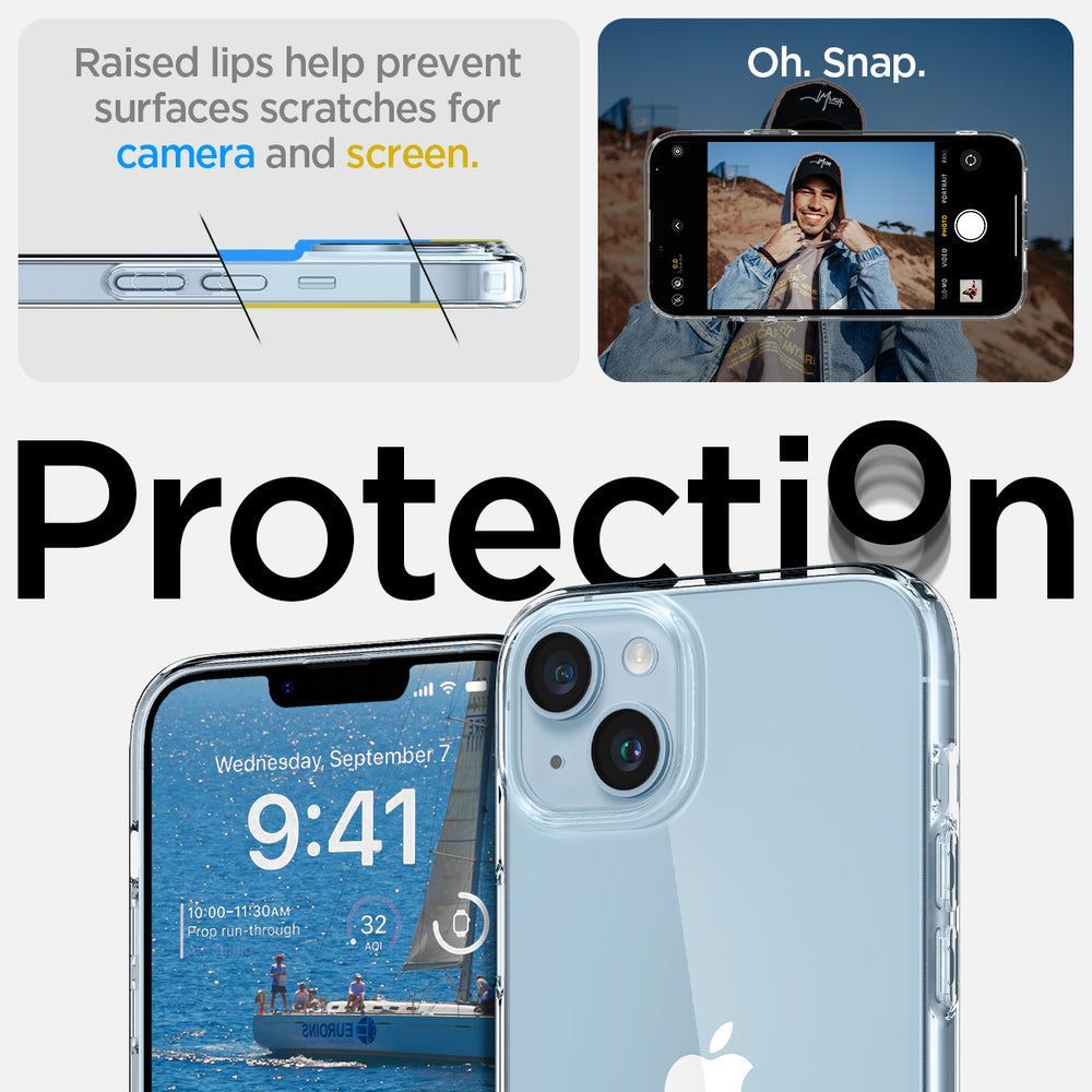 spigen Liquid Crystal TPU Back Case for Apple iPhone 14 (Wireless Charging Compatible, Crystal Clear)_11