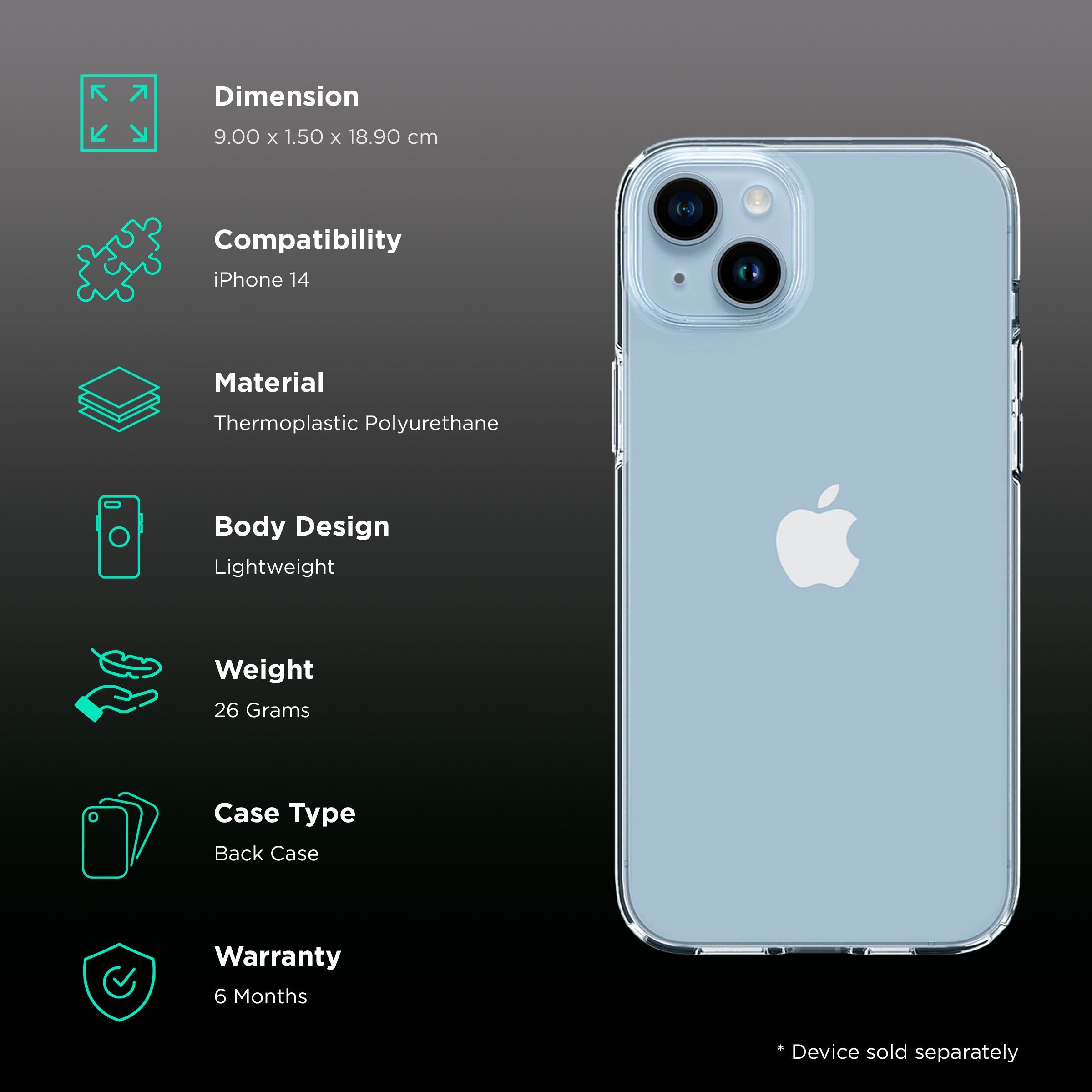 spigen Liquid Crystal TPU Back Case for Apple iPhone 14 (Wireless Charging Compatible, Crystal Clear)_2