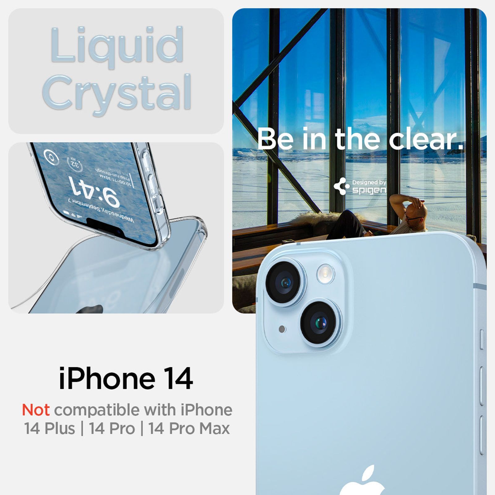 spigen Liquid Crystal TPU Back Case for Apple iPhone 14 (Wireless Charging Compatible, Crystal Clear)_8