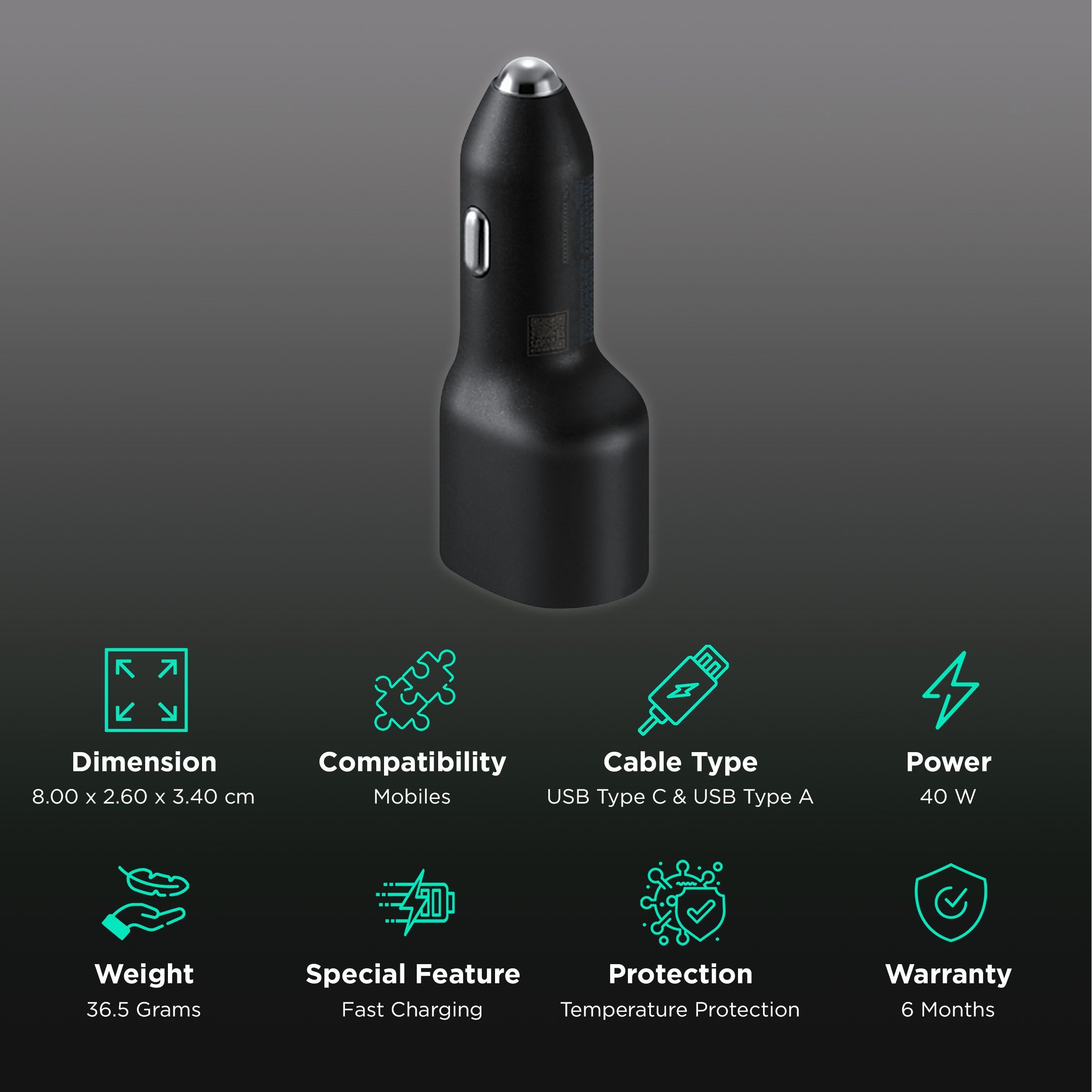 SAMSUNG 40W Type A & Type C 2-Port Fast Charger (Adapter Only, 2-in-1 Charger, Black)_2