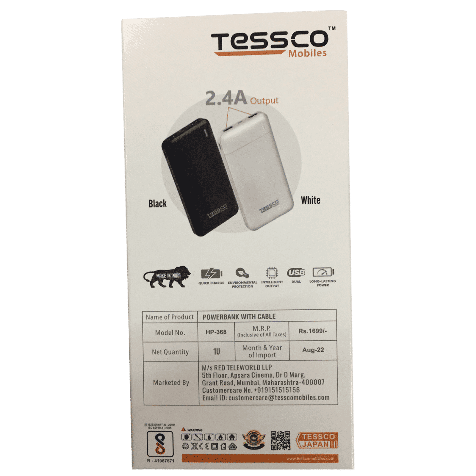 Tessco Mobiles HP-368 10000 mAh 37W Fast Charging Power Bank (2 Type A, 1 Type C & Micro B, Plastic Body Material, Lightweight Design, Black)_5