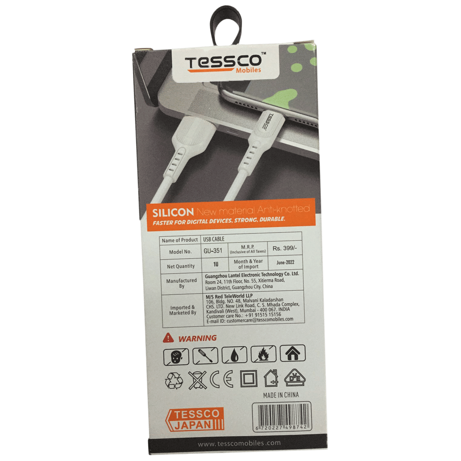 Tessco Mobiles Type A to Type B Cable (Sync & Charge, White)_4