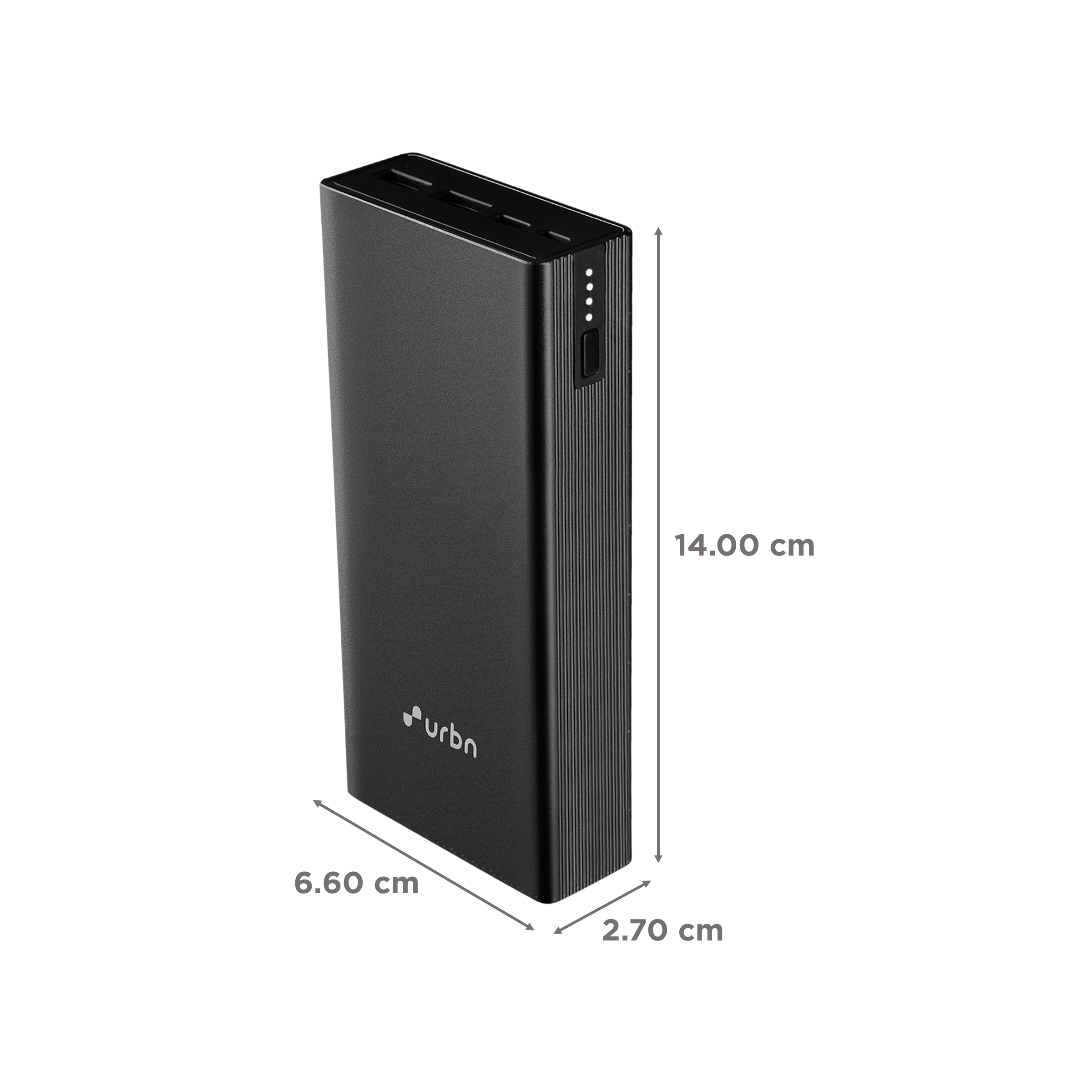 urbn 20000 mAh 45W Fast Charging Power Bank (2 Type A, 1 Type C & Micro B, Metal Body Premium Finish, LED Charge Indicator, Black)_2