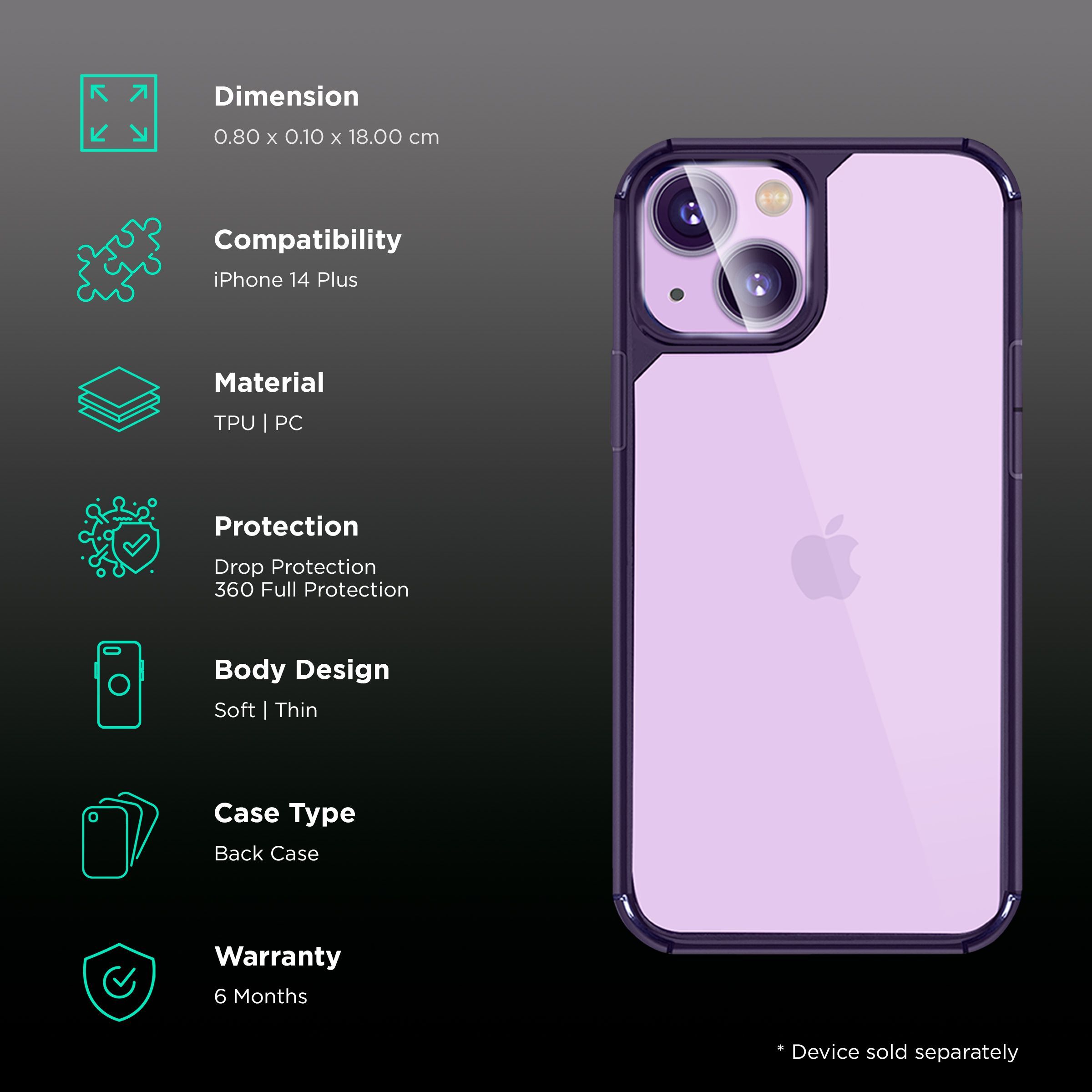 GRIPP Defender Hard TPU, Polycarbonate Back Case for Apple iPhone 14 Plus (Drop Protection, Purple)_2