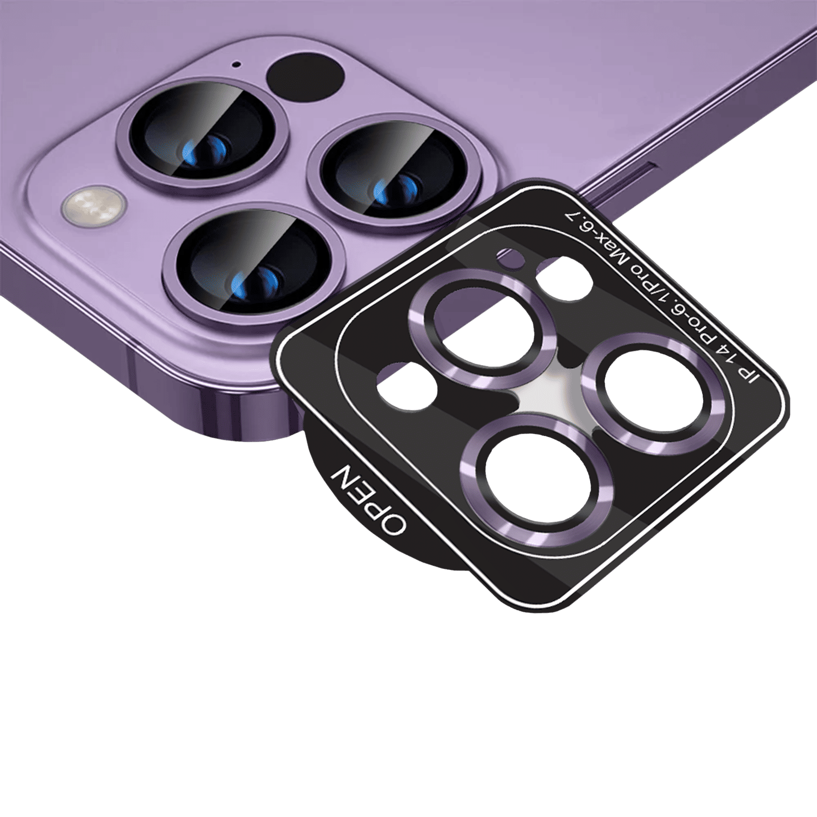 GRIPP Focal Camera Lens Protector For iPhone 14 Pro/14 Pro Max (High Transparency, GR-FCLP3N1-PPL, Purple)_7