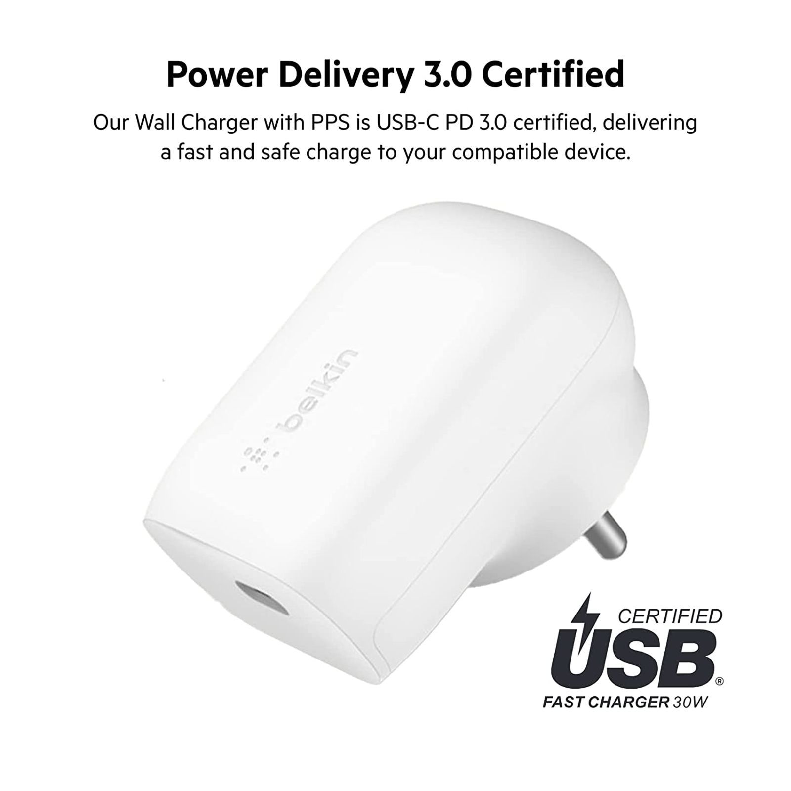 belkin BoostCharge 30W Type C Fast Charger (Adapter Only, Dynamic PPS Technology, White)_11