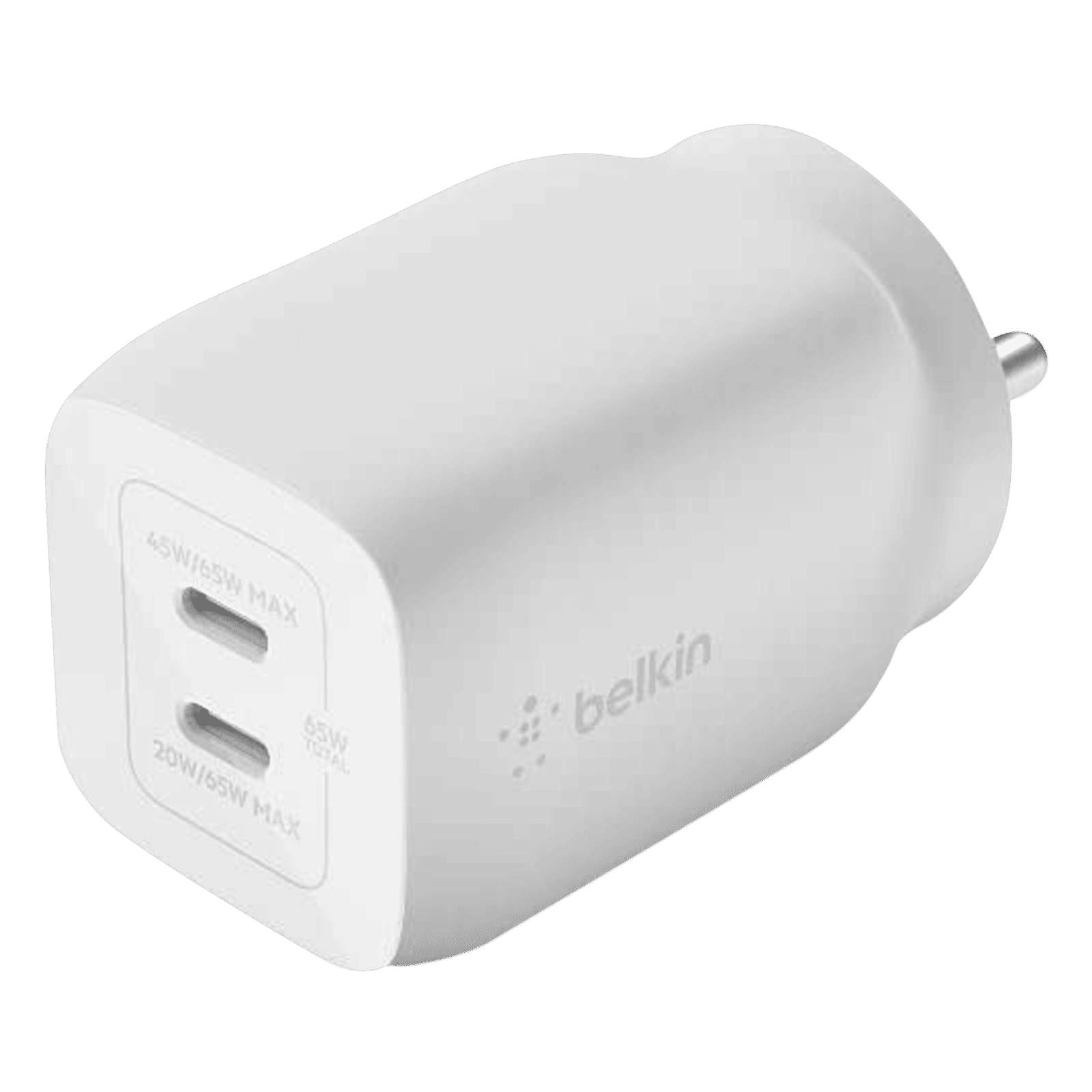 belkin BoostCharge Pro 65W Type C 2-Port Fast Charger (Adapter Only, Dynamic PPS Technology, White)_1