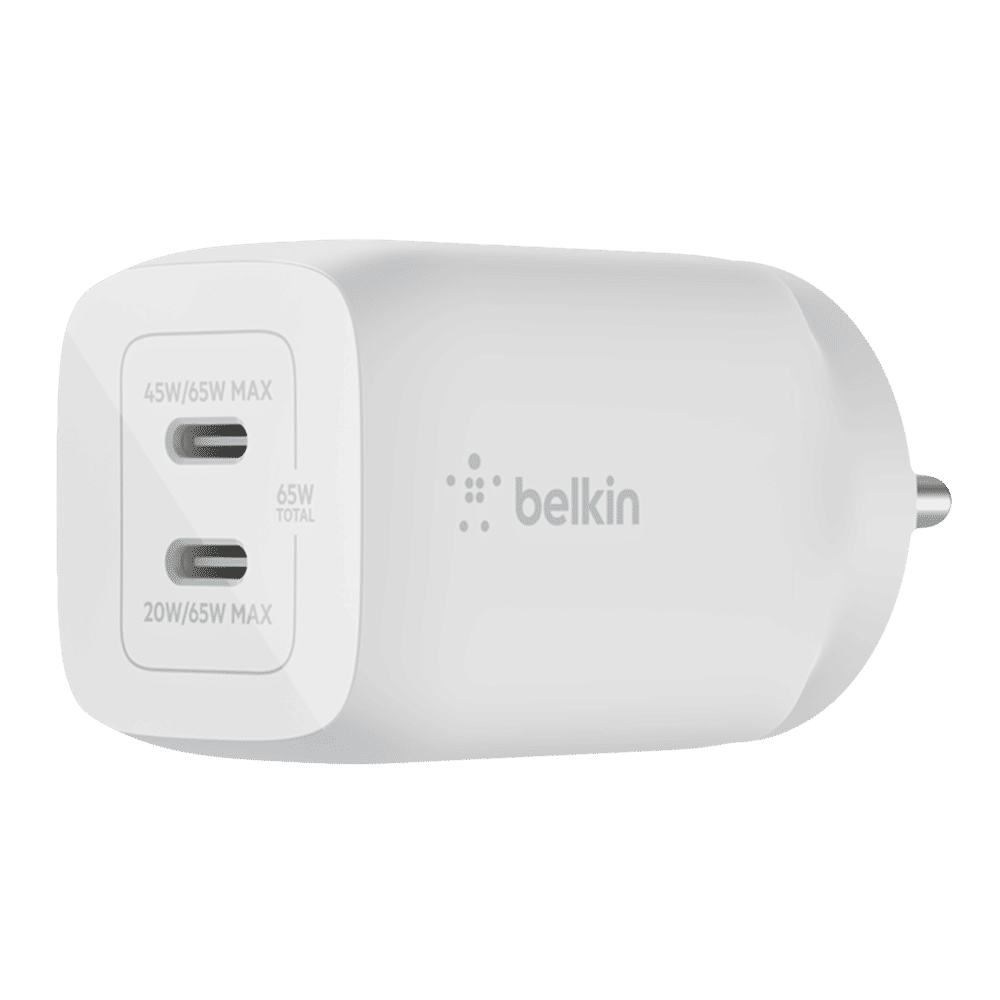 belkin BoostCharge Pro 65W Type C 2-Port Fast Charger (Adapter Only, Dynamic PPS Technology, White)_9