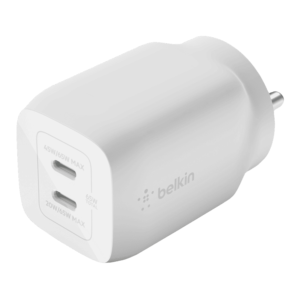 belkin BoostCharge Pro 65W Type C 2-Port Fast Charger (Adapter Only, Dynamic PPS Technology, White)_3