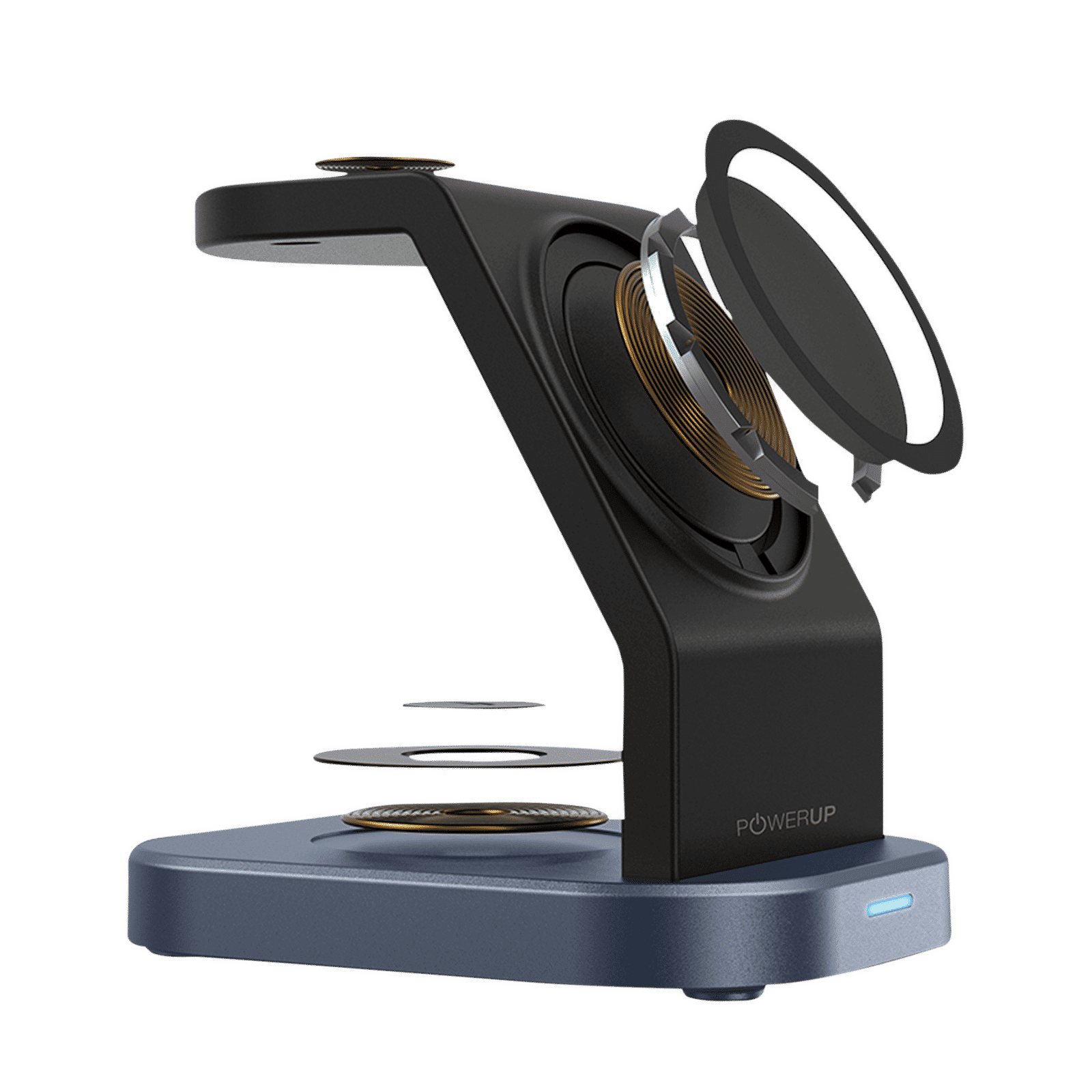 POWERUP 23W 3-in-1 Wireless Charger for iWatch Series 7, 6, 5, 4, 3, 2, 1, AirPods & iPhone (Multi-Layer Protection, Black)_5