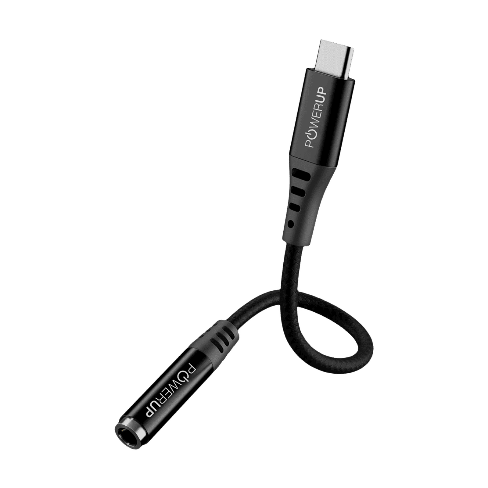 POWERUP Type C to 3.5mm Stereo 0.40 Feet (0.12 M) Cable (Powerful Noise Reduction, Black)_3