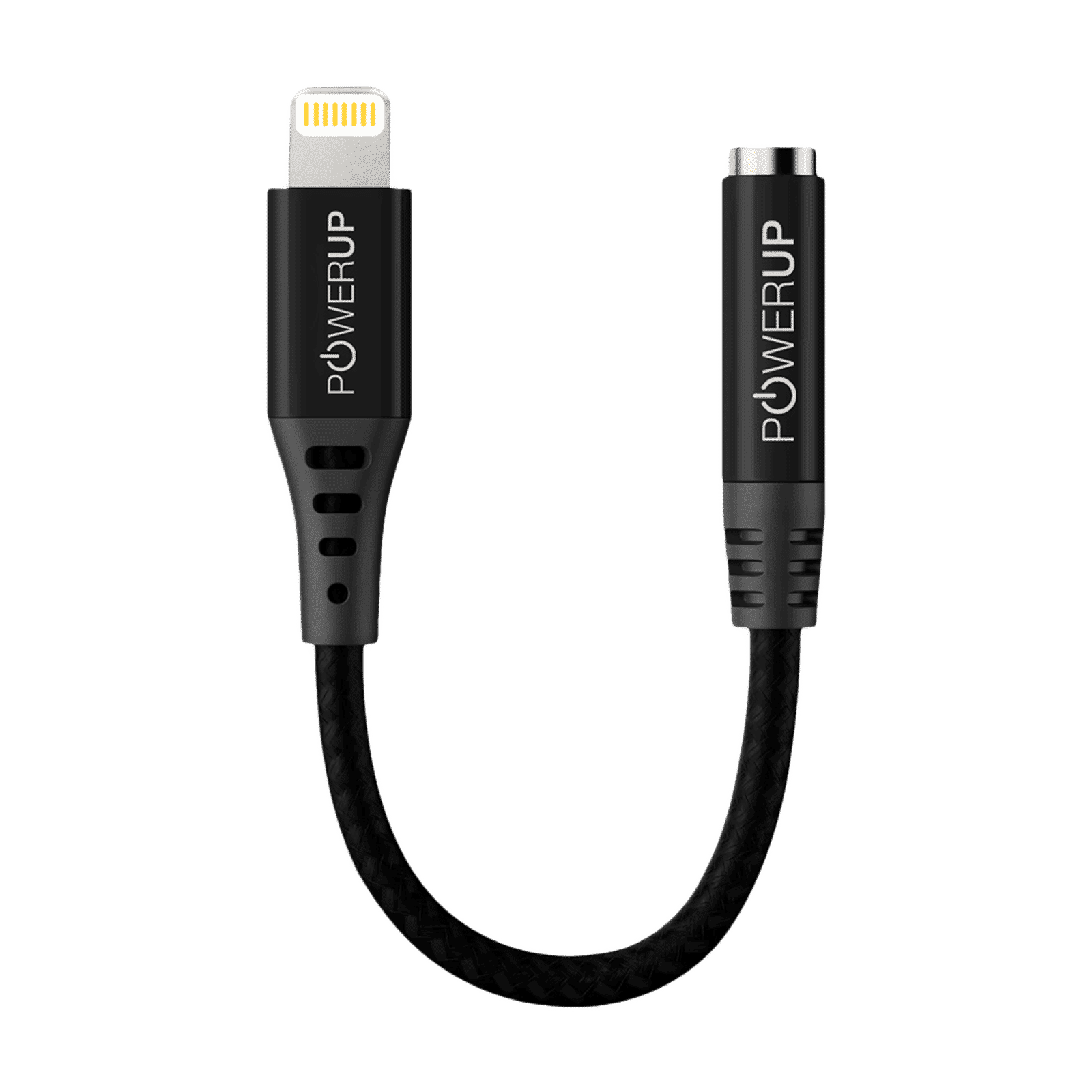 POWERUP Lightning Connector to 3.5mm Stereo 0.40 Feet (0.12 M) Cable (Inbuilt DAC Chip, Black)_1